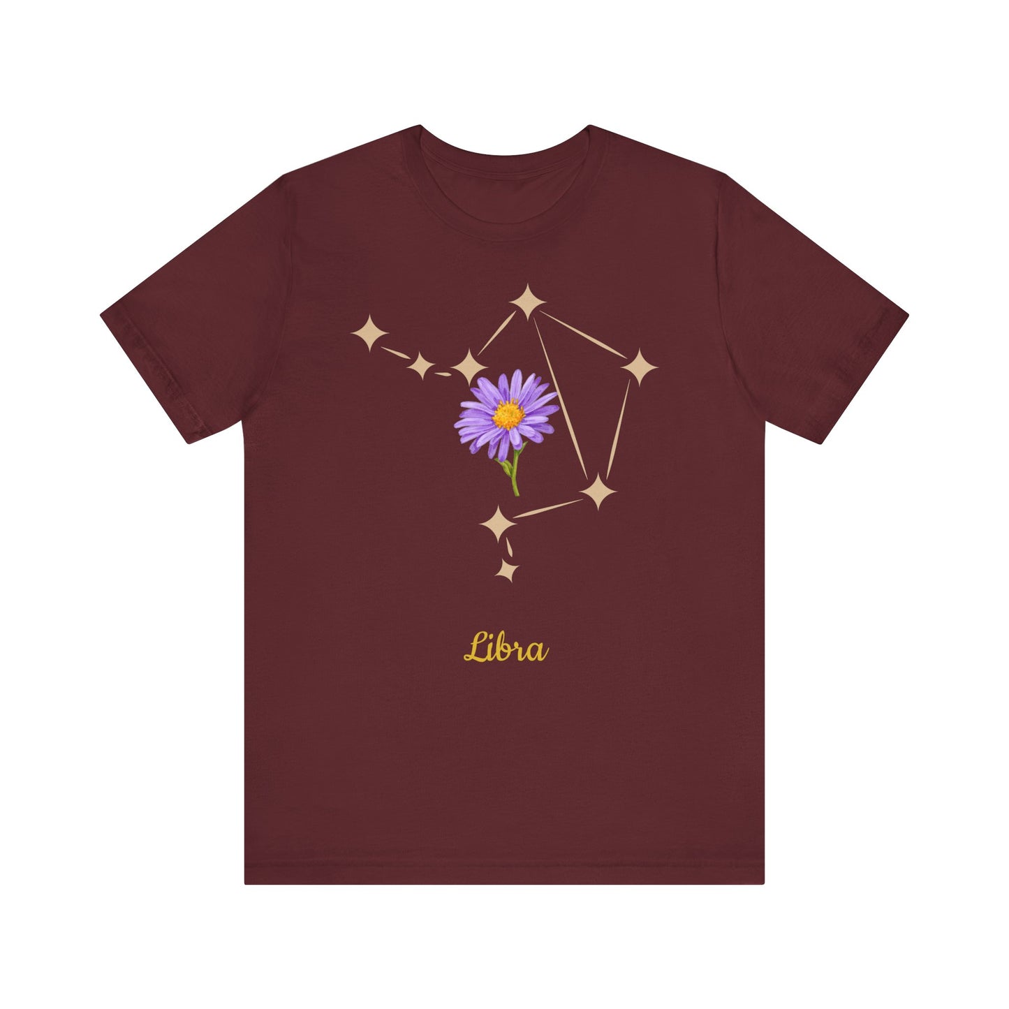Libra Star Sign and Flower T-Shirt | Fun Virgo T-Shirt | Zodiac T-Shirt | Zodiac Sign Shirt | Astrology | Star Sign | Unisex Jersey Short Sleeve Tee