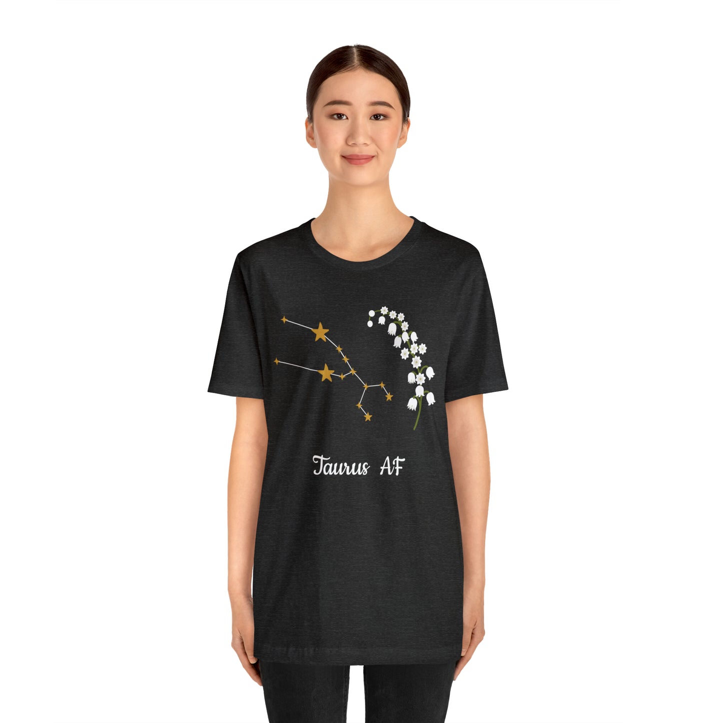 Taurus Stars & Flowers AF T-Shirt | Fun Taurus T-Shirt | Zodiac T-Shirt | Zodiac Sign Shirt | Astrology | Star Sign | Unisex Jersey Short Sleeve Tee