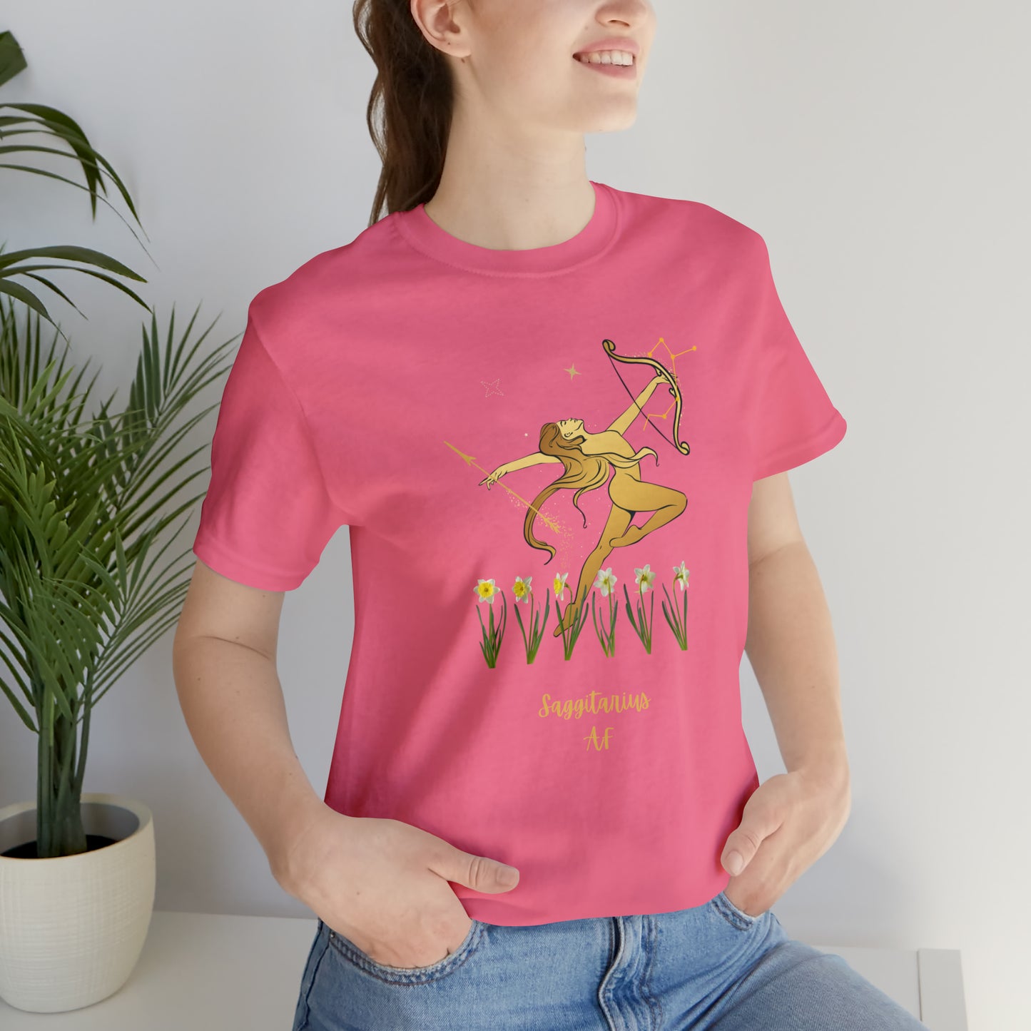 Sagittarius Nymph & Stars AF T-Shirt | Fun Sagittarius T-Shirt | Zodiac T-Shirt | Zodiac Sign Shirt | Astrology | Star Sign | Unisex Jersey Short Sleeve Tee
