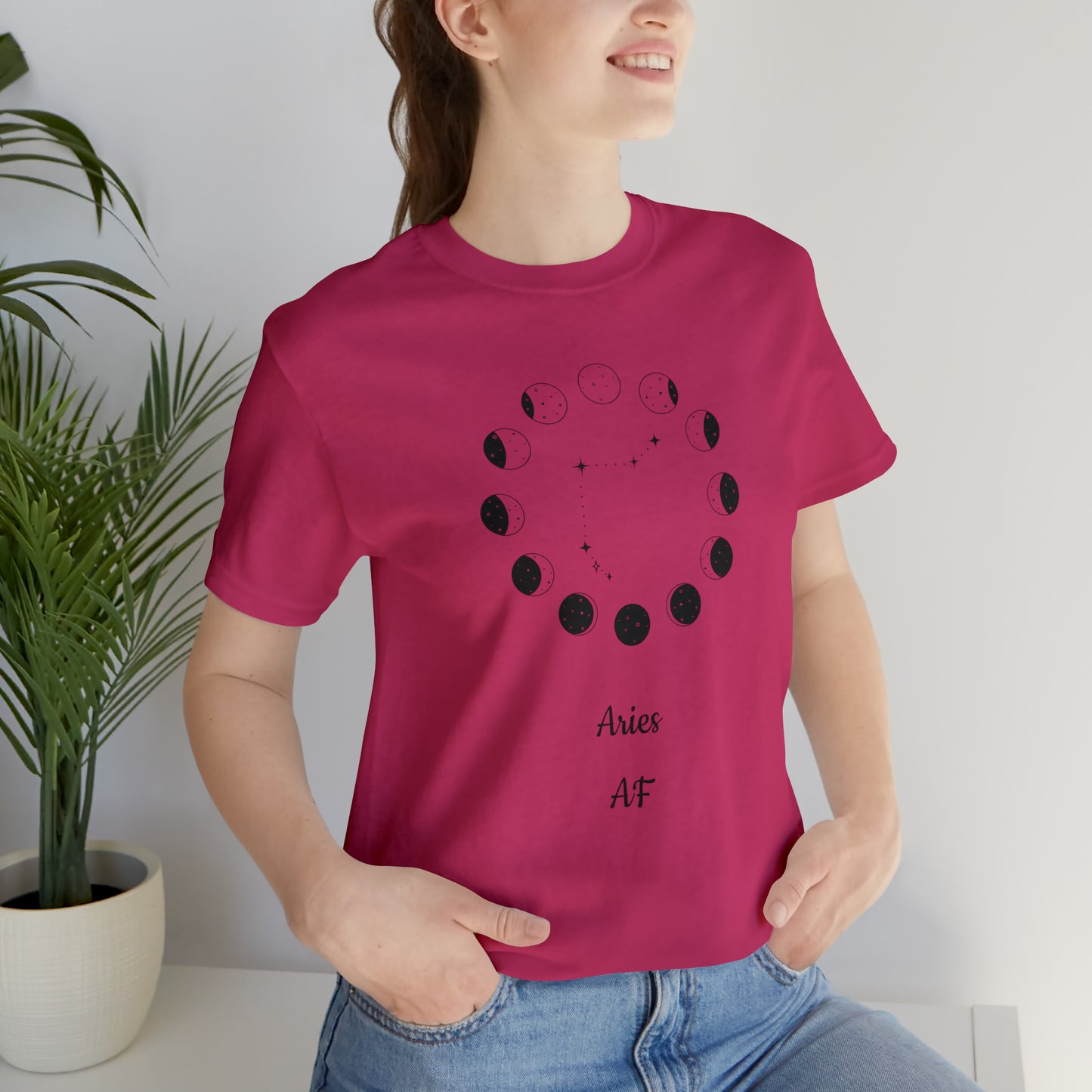 Aries Moon Cycle AF T-Shirt | Fun Aries T-Shirt | Zodiac T-Shirt | Zodiac Sign Shirt | Astrology | Star Sign | Unisex Jersey Short Sleeve Tee