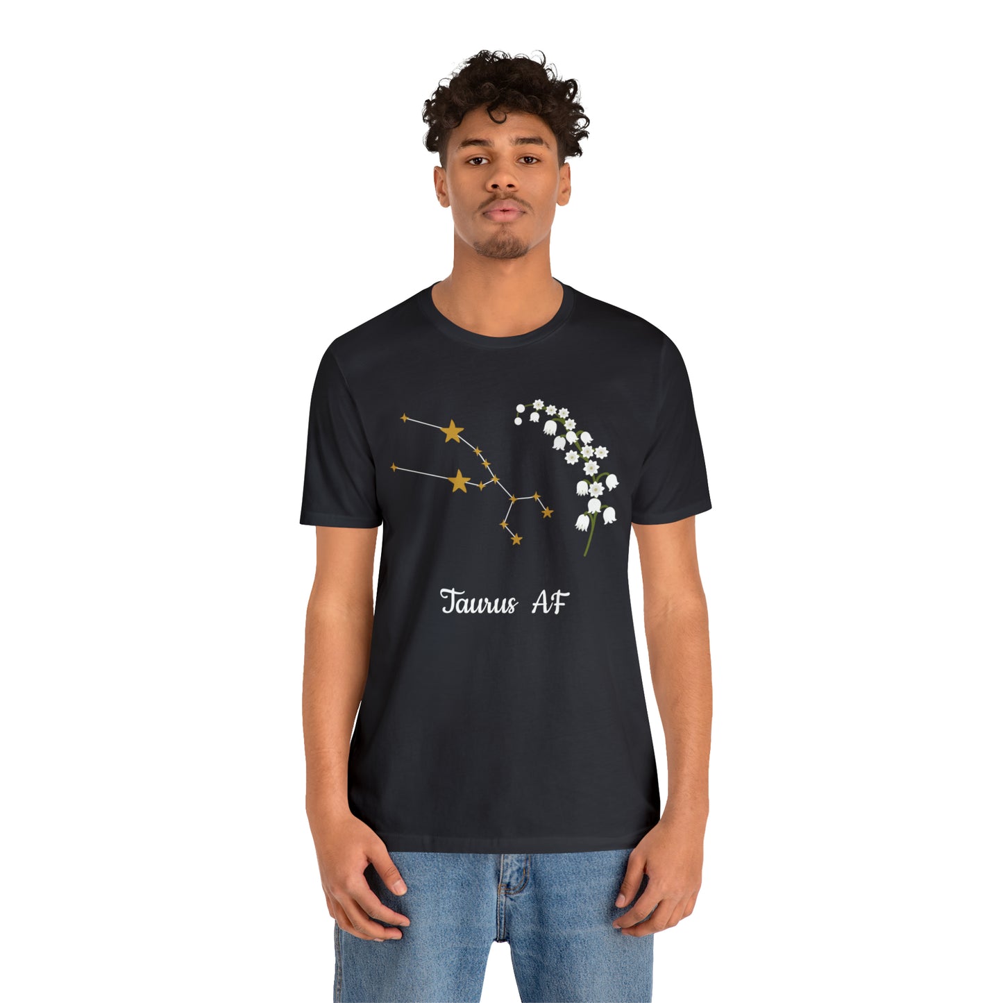 Taurus Stars & Flowers AF T-Shirt | Fun Taurus T-Shirt | Zodiac T-Shirt | Zodiac Sign Shirt | Astrology | Star Sign | Unisex Jersey Short Sleeve Tee