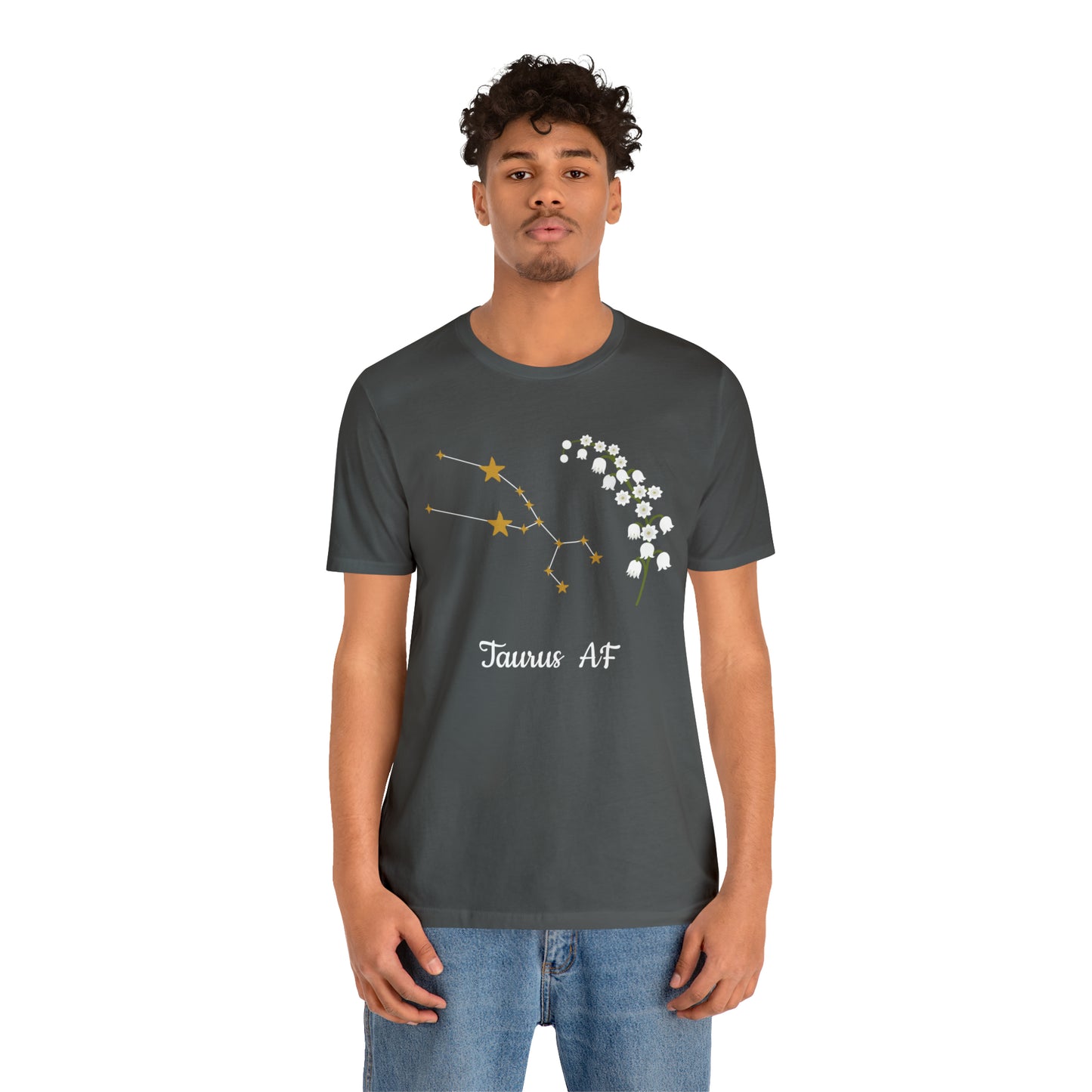 Taurus Stars & Flowers AF T-Shirt | Fun Taurus T-Shirt | Zodiac T-Shirt | Zodiac Sign Shirt | Astrology | Star Sign | Unisex Jersey Short Sleeve Tee