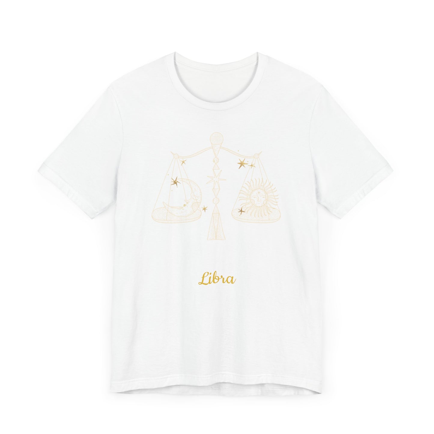 Libra Scales Symbol T-Shirt And Stars | Fun Libra T-Shirt | Zodiac T-Shirt | Zodiac Sign Shirt | Astrology | Star Sign | Unisex Jersey Short Sleeve Tee