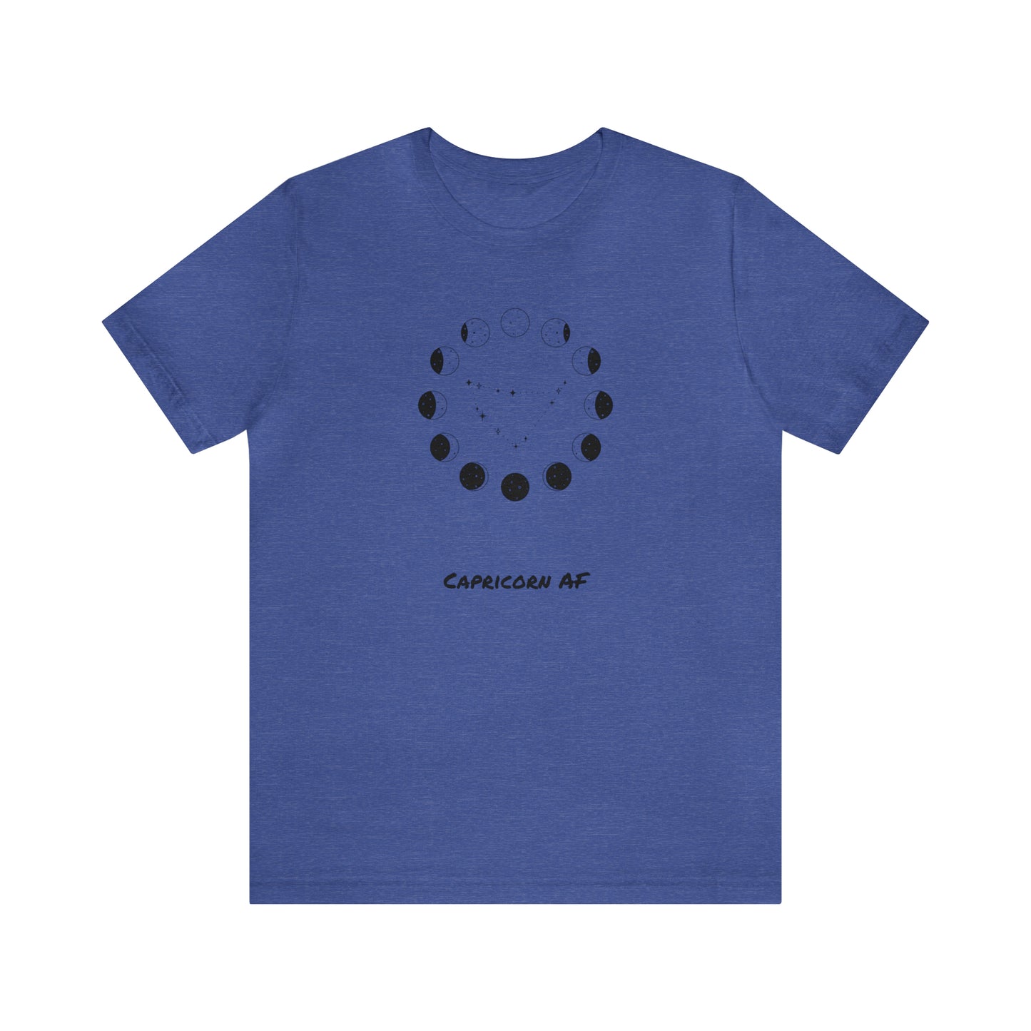 Capricorn AF Moon Phase T-Shirt | Fun Capricorn T-Shirt | Zodiac T-Shirt | Zodiac Sign Shirt | Astrology | Star Sign | Unisex Jersey Short Sleeve Tee