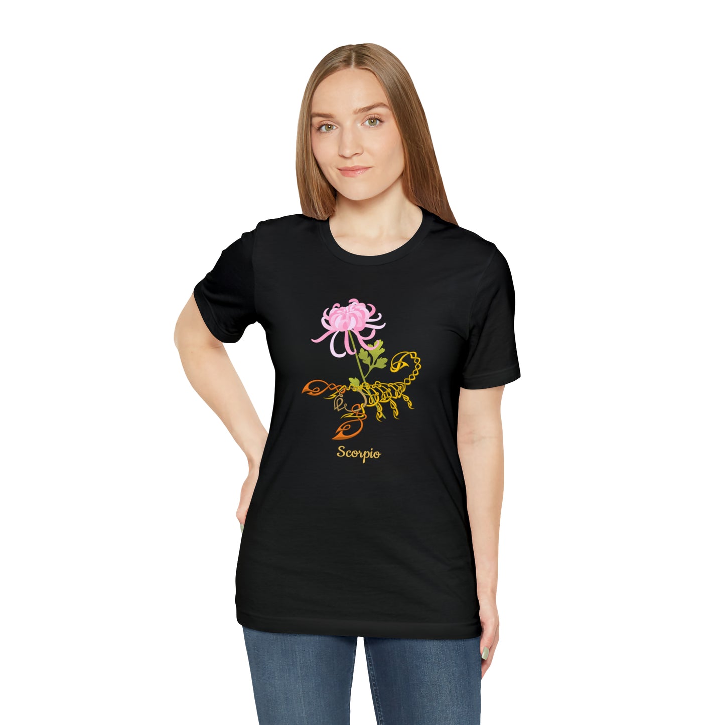 Scorpion & Flower AF T-Shirt | Fun Scorpio T-Shirt | Zodiac T-Shirt | Zodiac Sign Shirt | Astrology | Star Sign | Unisex Jersey Short Sleeve Tee
