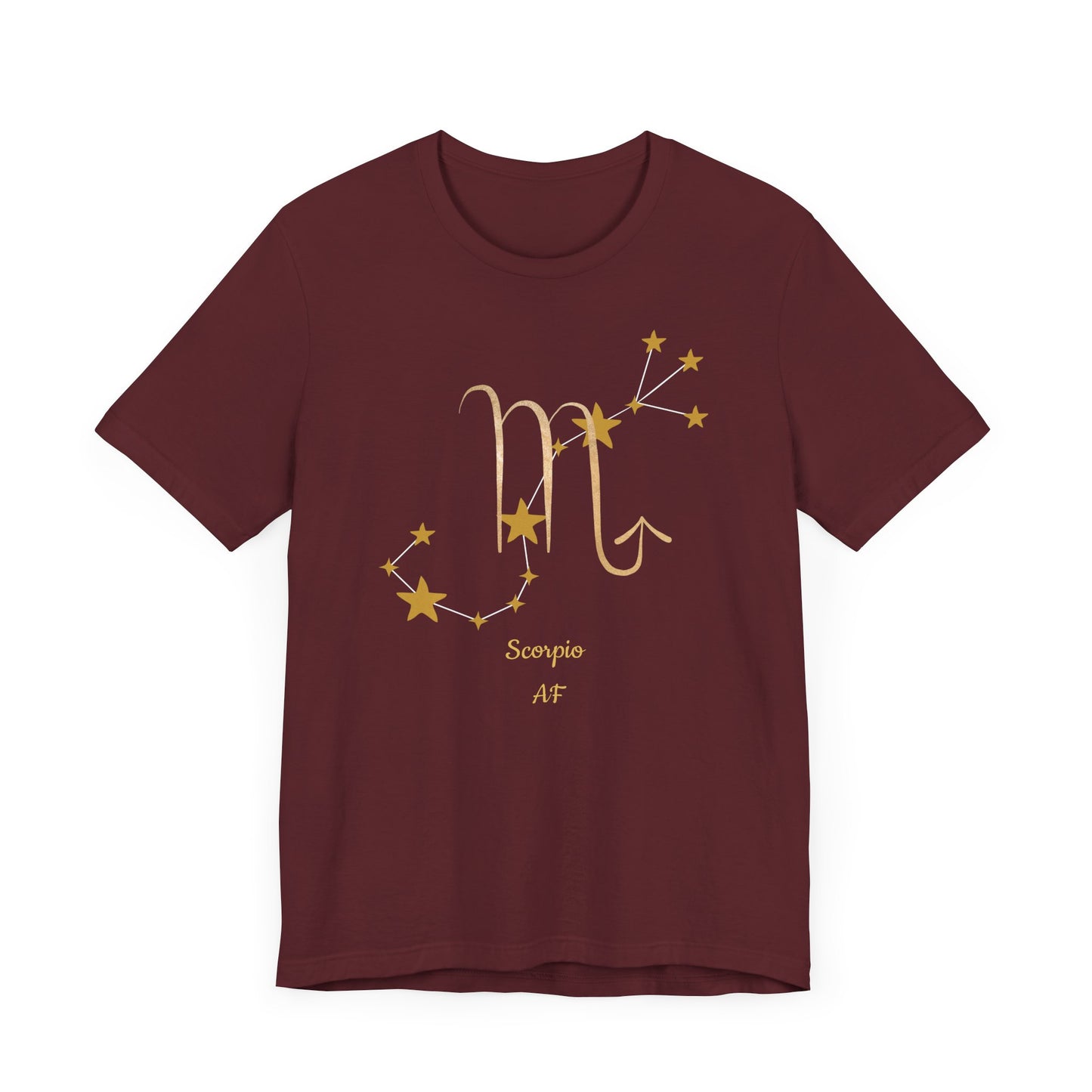 Scorpio AF Symbol & Stars T-Shirt | Fun Scorpio T-Shirt | Zodiac T-Shirt | Zodiac Sign Shirt | Astrology | Star Sign | Unisex Jersey Short Sleeve Tee