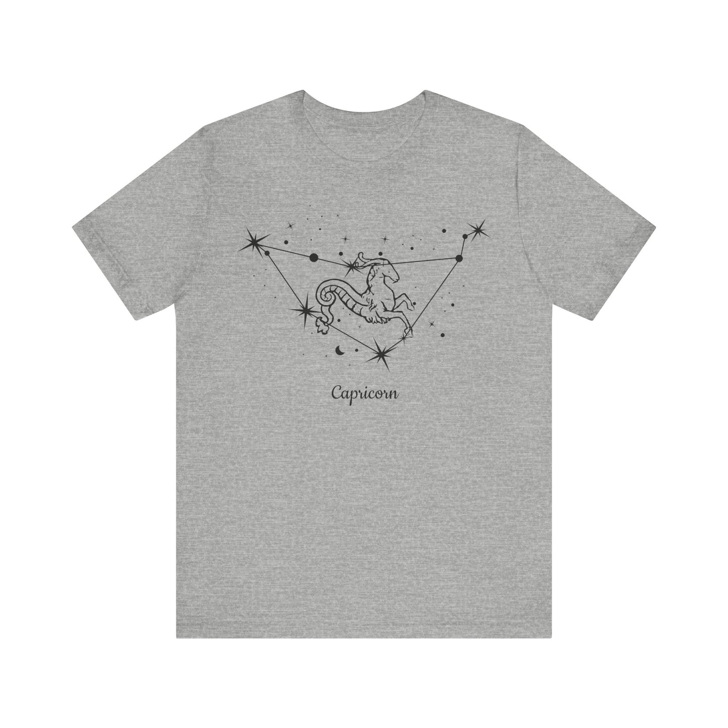 Capricorn Goat and Star Map Black T-Shirt | Fun Capricorn T-Shirt | Zodiac T-Shirt | Zodiac Sign Shirt | Astrology | Star Sign | Unisex Jersey Short Sleeve Tee