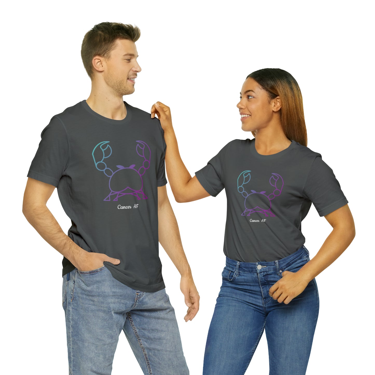 Cancer AF T-Shirt | Fun Cancer Crab T-Shirt | Zodiac T-Shirt | Zodiac Sign Shirt | Astrology | Star Sign | Unisex Jersey Short Sleeve Tee