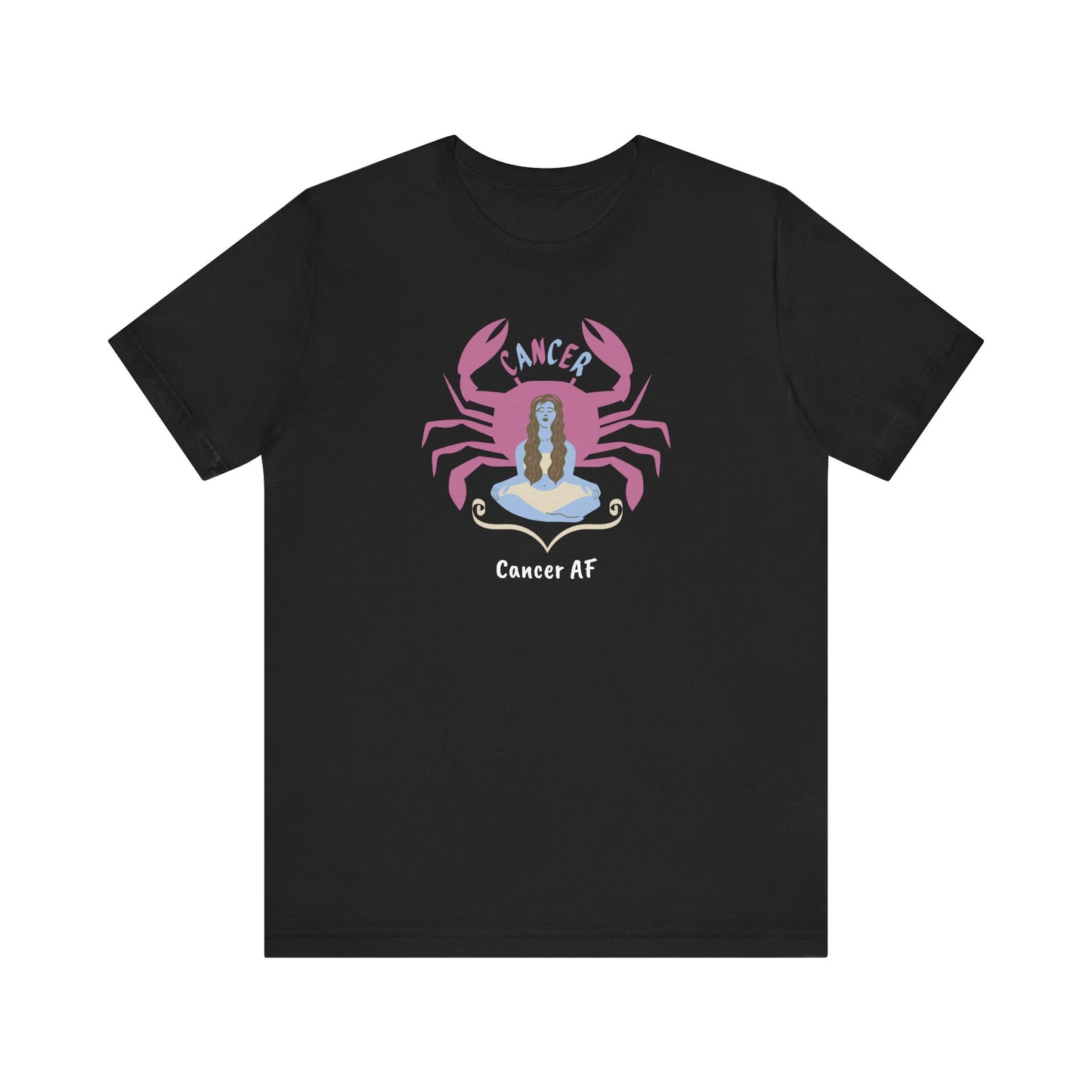 Cancer AF Lady and Crab T-Shirt | Fun Cancer Crab T-Shirt | Zodiac T-Shirt | Zodiac Sign Shirt | Astrology | Star Sign | Unisex Jersey Short Sleeve Tee