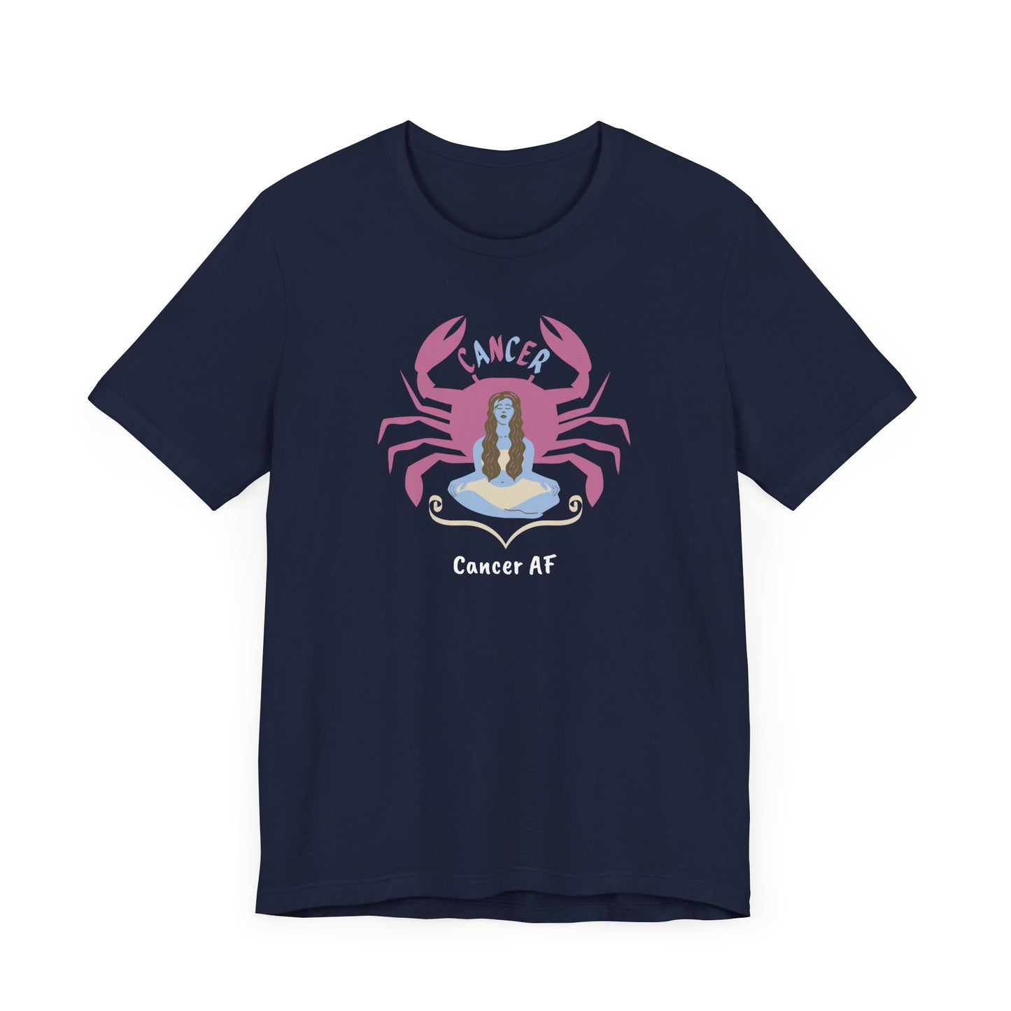 Cancer AF Lady and Crab T-Shirt | Fun Cancer Crab T-Shirt | Zodiac T-Shirt | Zodiac Sign Shirt | Astrology | Star Sign | Unisex Jersey Short Sleeve Tee