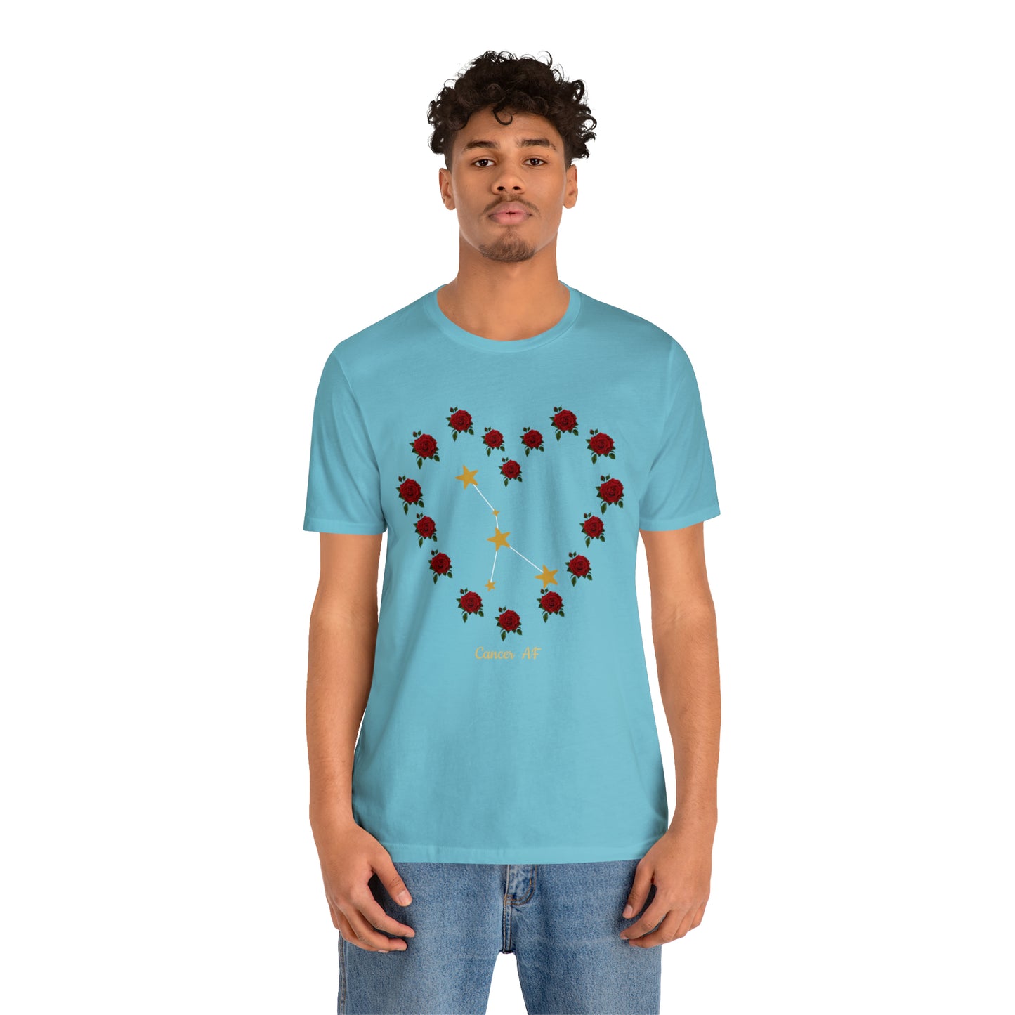 Cancer AF Rose T-Shirt | Fun Cancer T-Shirt | Zodiac T-Shirt | Zodiac Sign Shirt | Astrology | Star Sign | Unisex Jersey Short Sleeve Tee