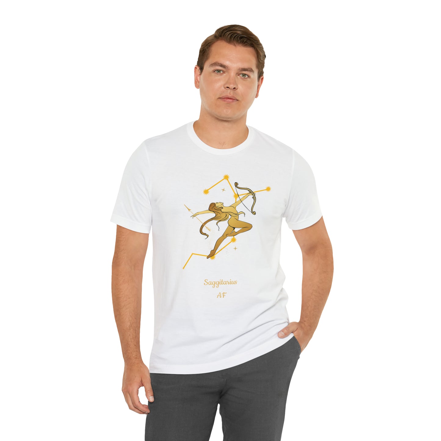 Sagittarius Nymph & Stars T-Shirt | Fun Sagittarius T-Shirt | Zodiac T-Shirt | Zodiac Sign Shirt | Astrology | Star Sign | Unisex Jersey Short Sleeve Tee