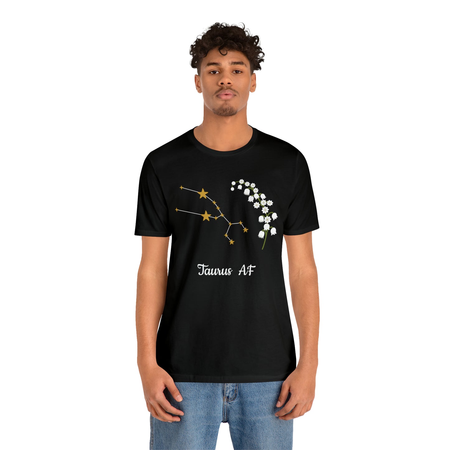 Taurus Stars & Flowers AF T-Shirt | Fun Taurus T-Shirt | Zodiac T-Shirt | Zodiac Sign Shirt | Astrology | Star Sign | Unisex Jersey Short Sleeve Tee