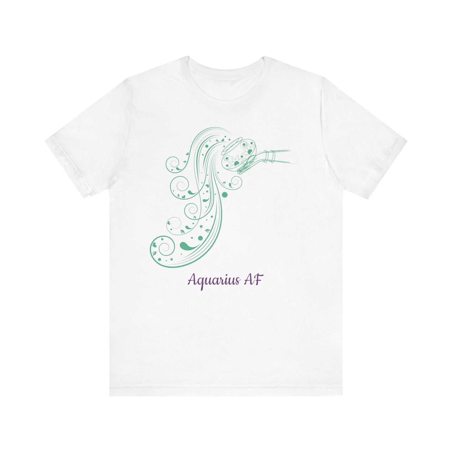 Aubergine and Green Aquarius AF T-Shirt | Fun Aquarius T-Shirt | Zodiac T-Shirt | Zodiac Sign Shirt | Astrology | Star Sign |Unisex Jersey Short Sleeve Tee