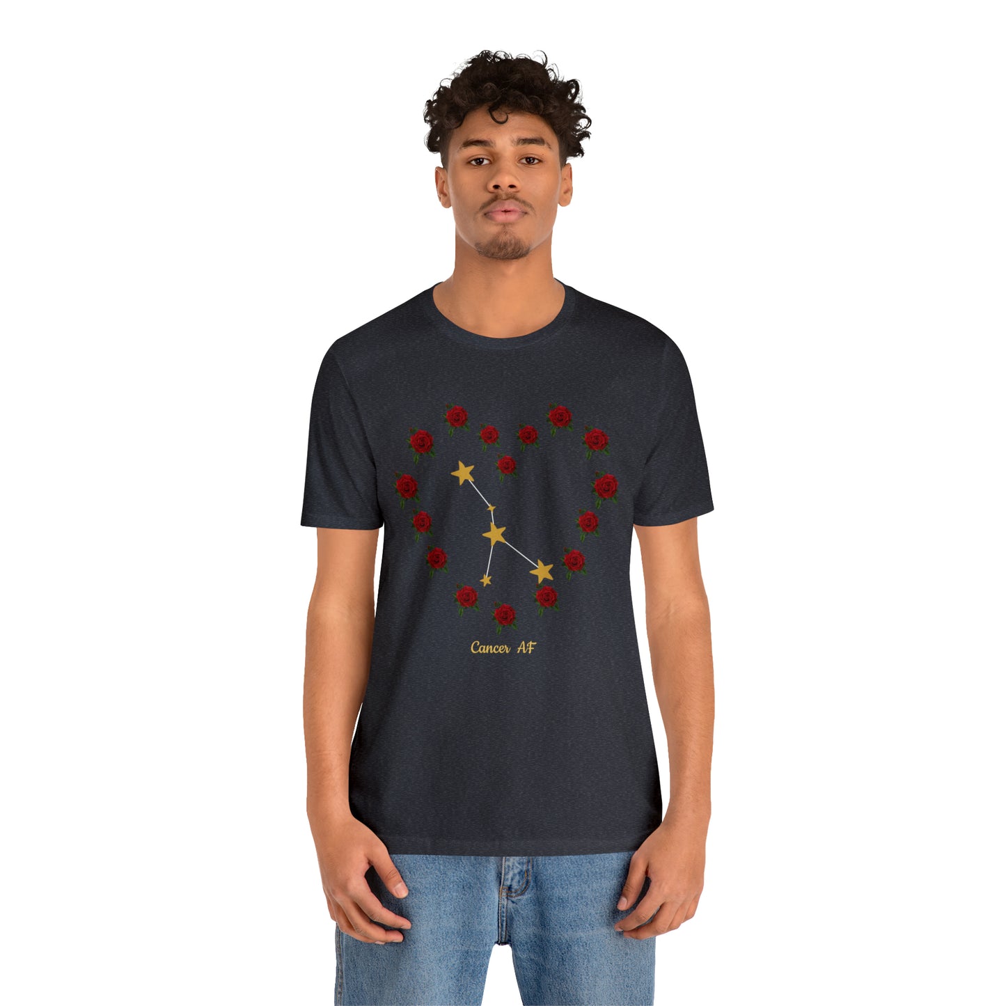 Cancer AF Rose T-Shirt | Fun Cancer T-Shirt | Zodiac T-Shirt | Zodiac Sign Shirt | Astrology | Star Sign | Unisex Jersey Short Sleeve Tee