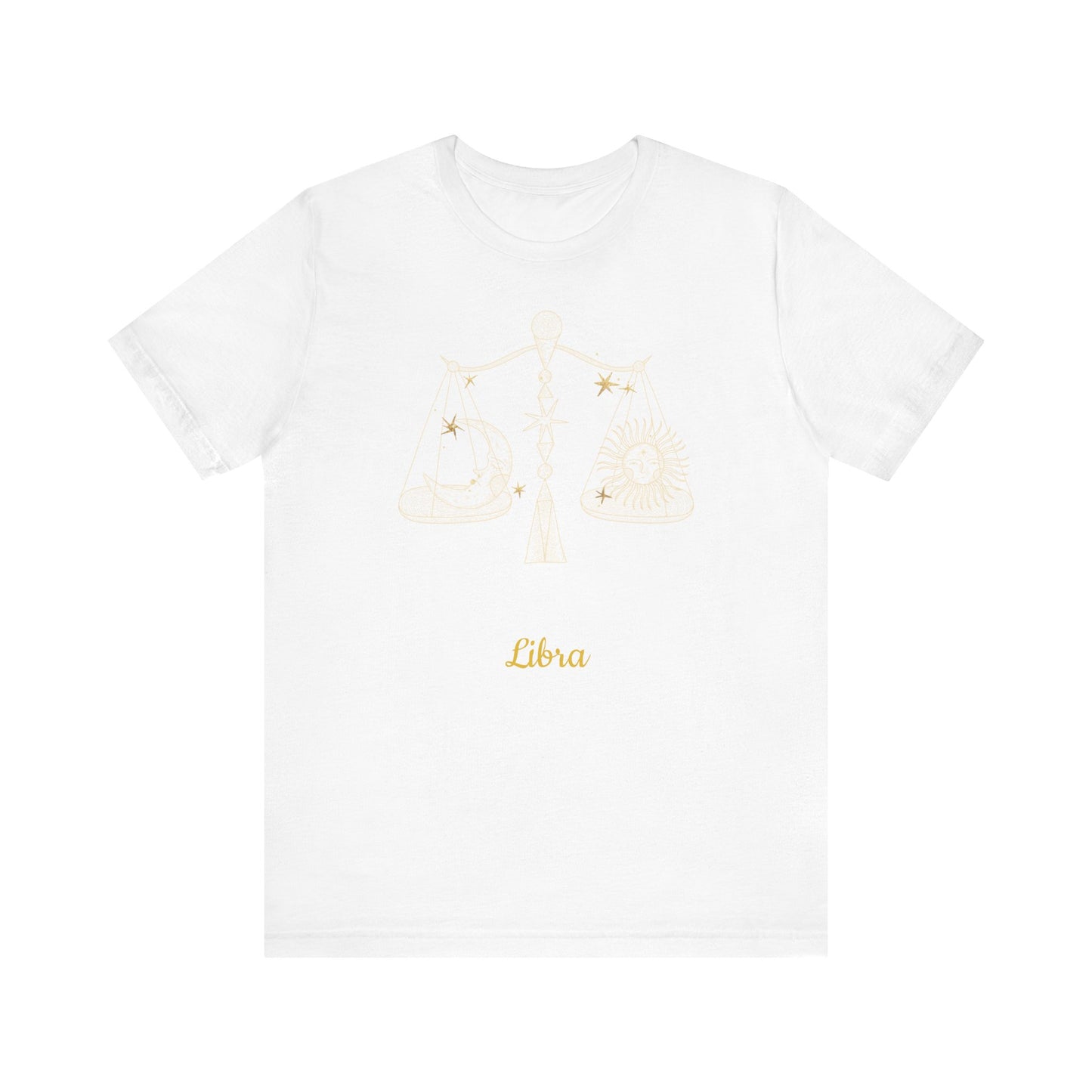 Libra Scales Symbol T-Shirt And Stars | Fun Libra T-Shirt | Zodiac T-Shirt | Zodiac Sign Shirt | Astrology | Star Sign | Unisex Jersey Short Sleeve Tee