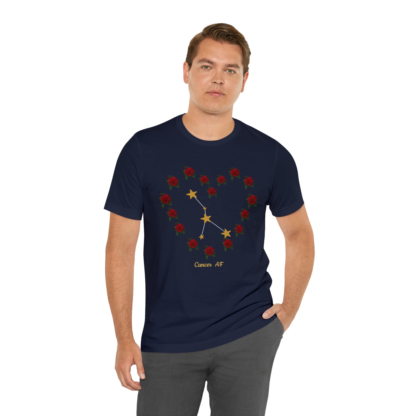 Cancer AF Rose T-Shirt | Fun Cancer T-Shirt | Zodiac T-Shirt | Zodiac Sign Shirt | Astrology | Star Sign | Unisex Jersey Short Sleeve Tee