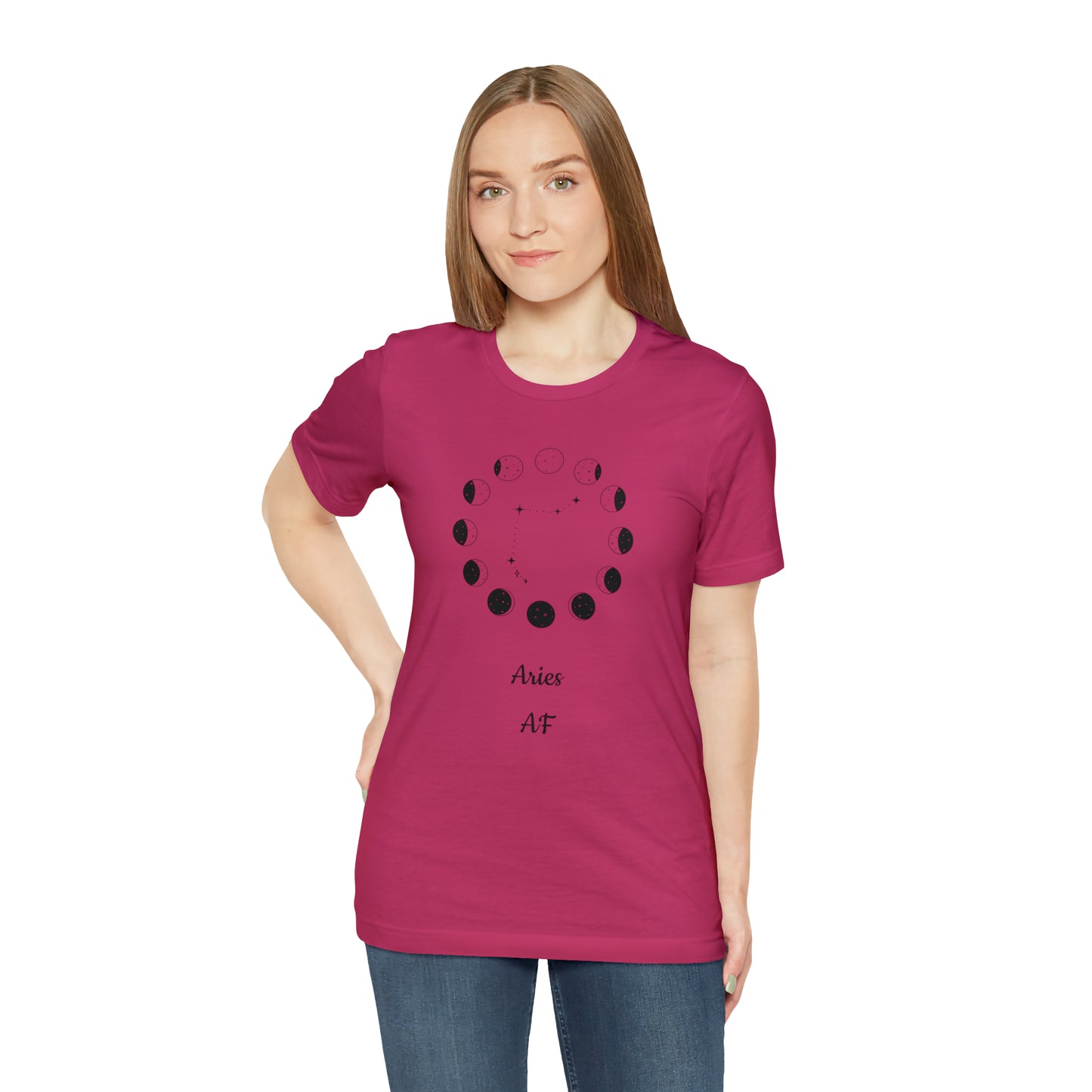 Aries Moon Cycle AF T-Shirt | Fun Aries T-Shirt | Zodiac T-Shirt | Zodiac Sign Shirt | Astrology | Star Sign | Unisex Jersey Short Sleeve Tee