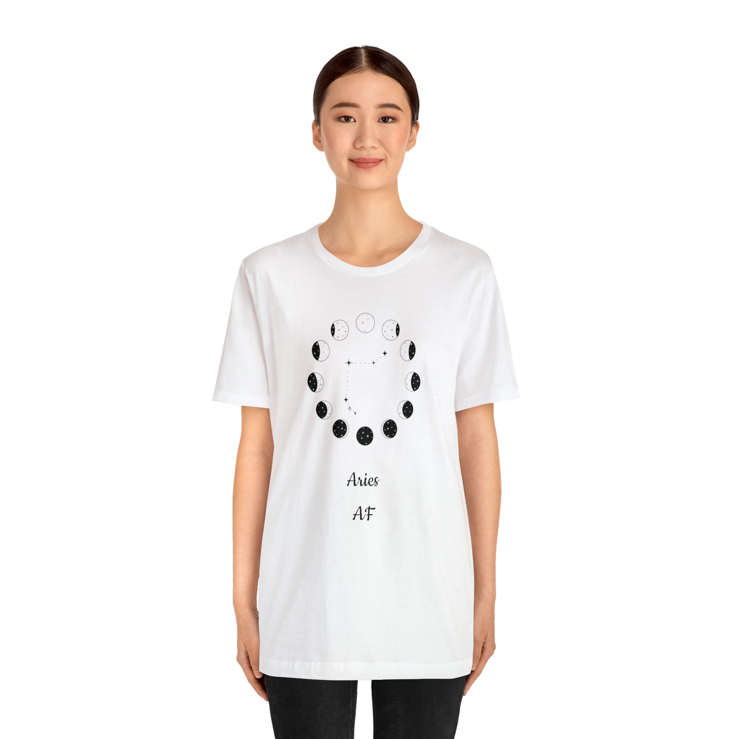 Aries Moon Cycle AF T-Shirt | Fun Aries T-Shirt | Zodiac T-Shirt | Zodiac Sign Shirt | Astrology | Star Sign | Unisex Jersey Short Sleeve Tee
