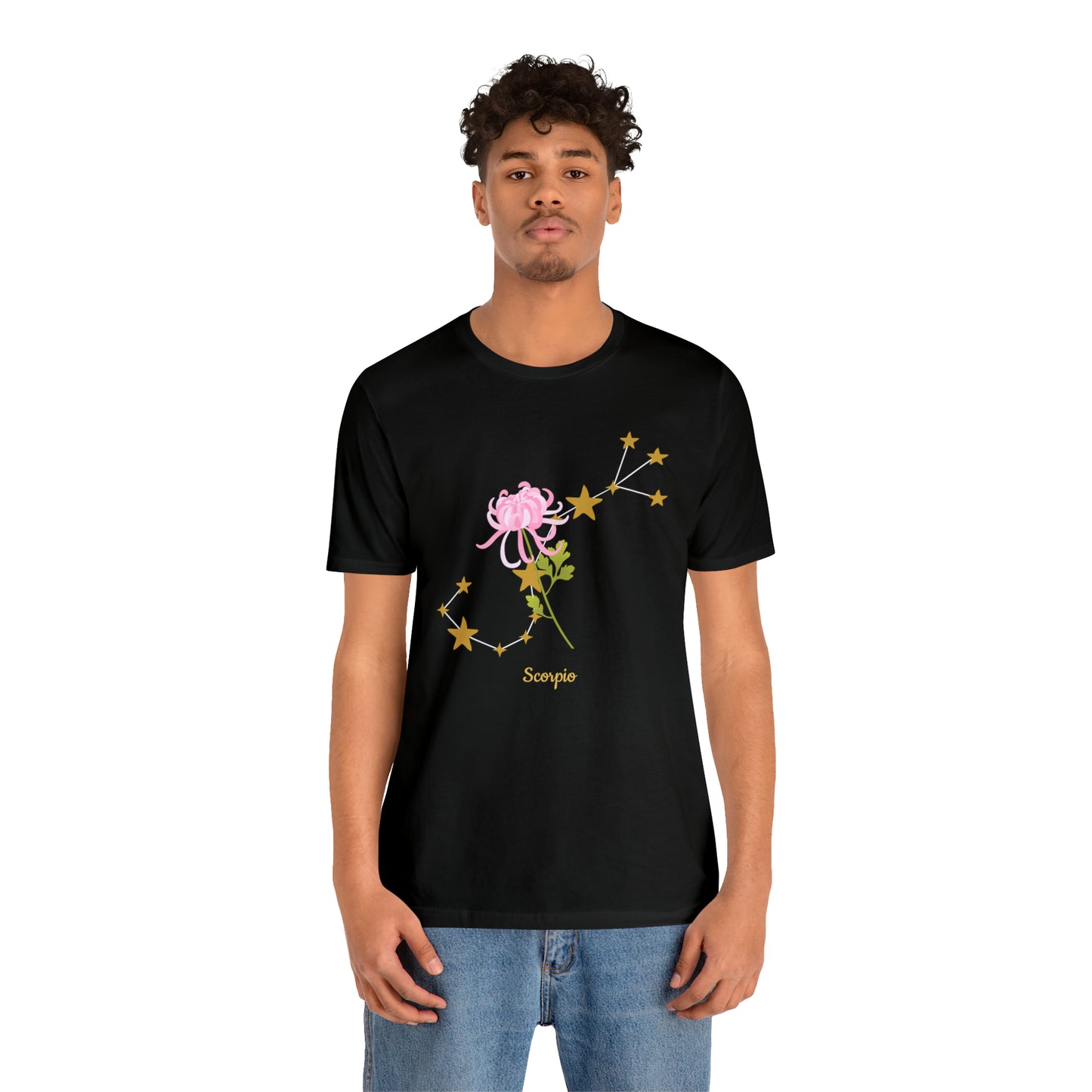 Scorpio Flower & Stars T-Shirt | Fun Scorpio T-Shirt | Zodiac T-Shirt | Zodiac Sign Shirt | Astrology | Star Sign | Unisex Jersey Short Sleeve Tee