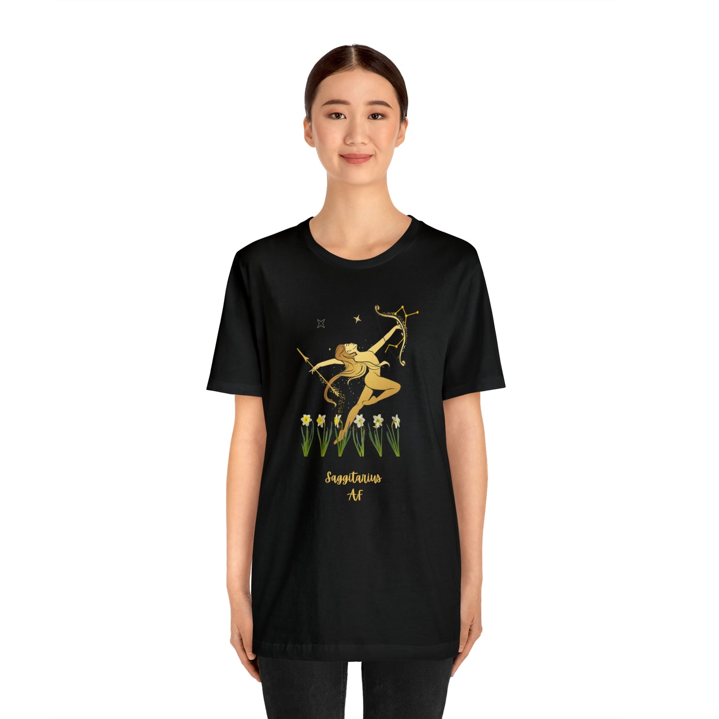 Sagittarius Nymph & Stars AF T-Shirt | Fun Sagittarius T-Shirt | Zodiac T-Shirt | Zodiac Sign Shirt | Astrology | Star Sign | Unisex Jersey Short Sleeve Tee