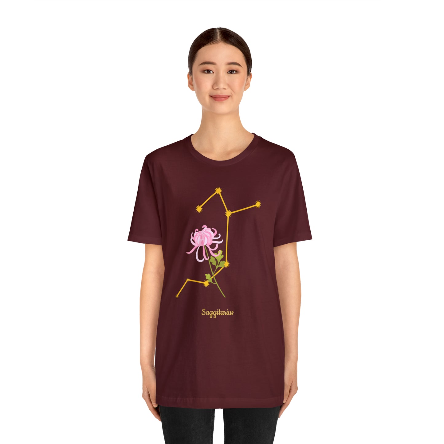 Sagittarius Flower & Stars T-Shirt | Fun Sagittarius T-Shirt | Zodiac T-Shirt | Zodiac Sign Shirt | Astrology | Star Sign | Unisex Jersey Short Sleeve Tee