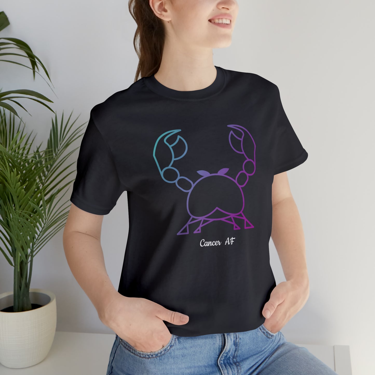 Cancer AF T-Shirt | Fun Cancer Crab T-Shirt | Zodiac T-Shirt | Zodiac Sign Shirt | Astrology | Star Sign | Unisex Jersey Short Sleeve Tee
