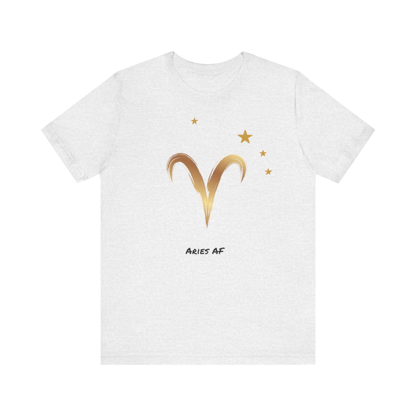 Aries Symbol Gold and Stars AF T-Shirt | Fun Aries T-Shirt | Zodiac T-Shirt | Zodiac Sign Shirt | Astrology | Star Sign | Unisex Jersey Short Sleeve Tee