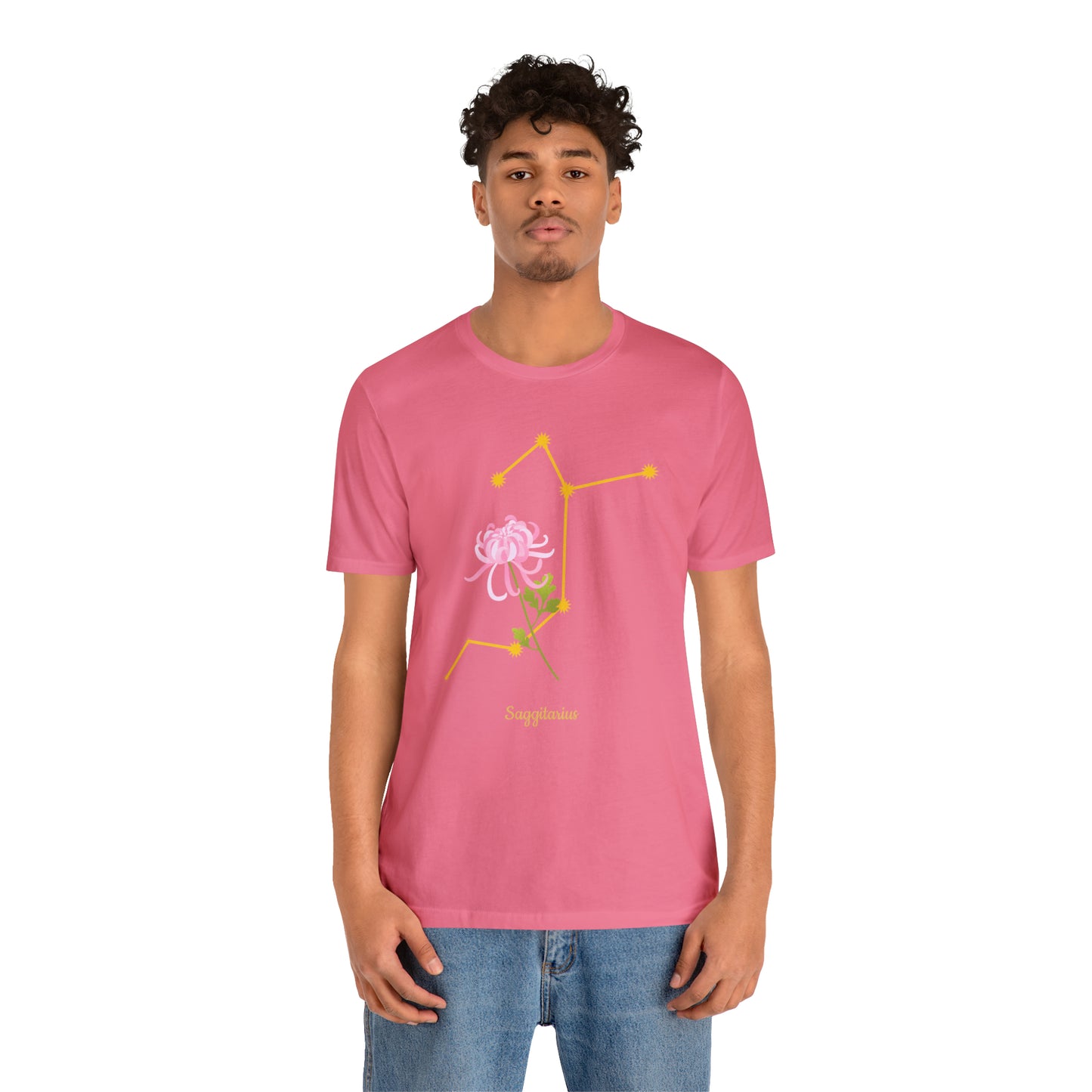 Sagittarius Flower & Stars T-Shirt | Fun Sagittarius T-Shirt | Zodiac T-Shirt | Zodiac Sign Shirt | Astrology | Star Sign | Unisex Jersey Short Sleeve Tee