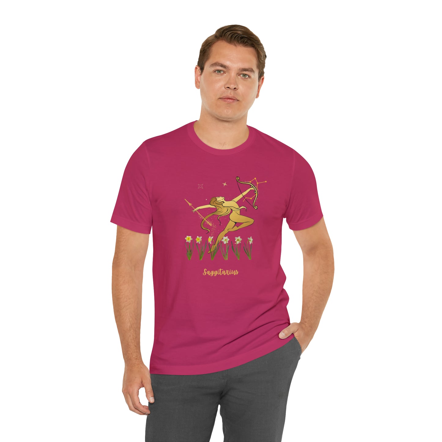 Sagittarius Nymph & Stars T-Shirt | Fun Sagittarius T-Shirt | Zodiac T-Shirt | Zodiac Sign Shirt | Astrology | Star Sign | Unisex Jersey Short Sleeve Tee