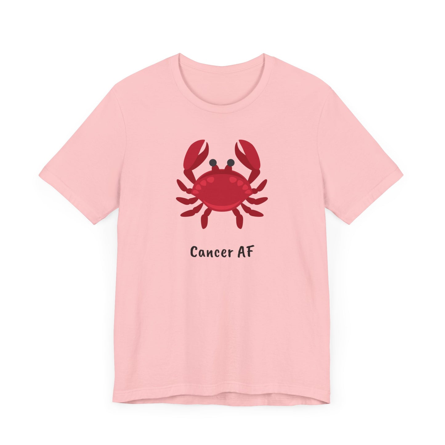 Cancer AF Red Crab T-Shirt White | Fun Cancer T-Shirt | Zodiac T-Shirt | Zodiac Sign Shirt | Astrology | Star Sign | Unisex Jersey Short Sleeve Tee