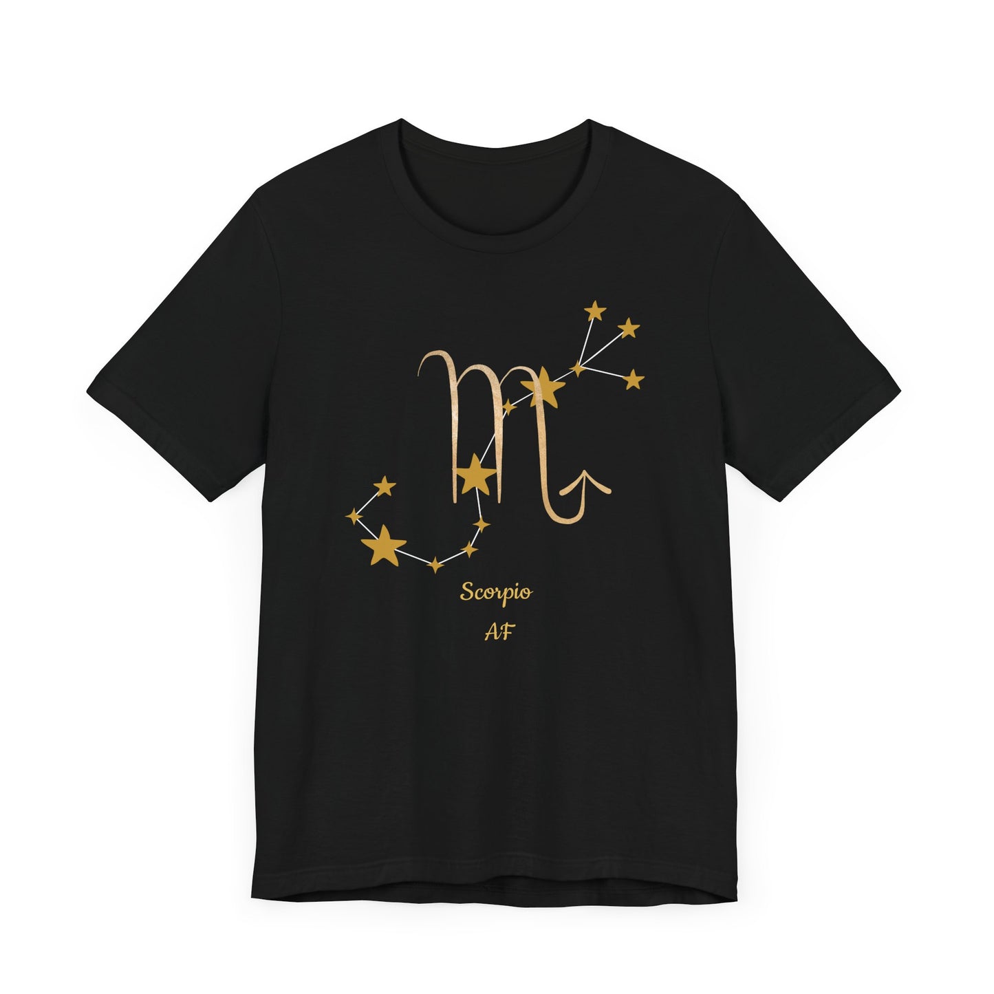 Scorpio AF Symbol & Stars T-Shirt | Fun Scorpio T-Shirt | Zodiac T-Shirt | Zodiac Sign Shirt | Astrology | Star Sign | Unisex Jersey Short Sleeve Tee