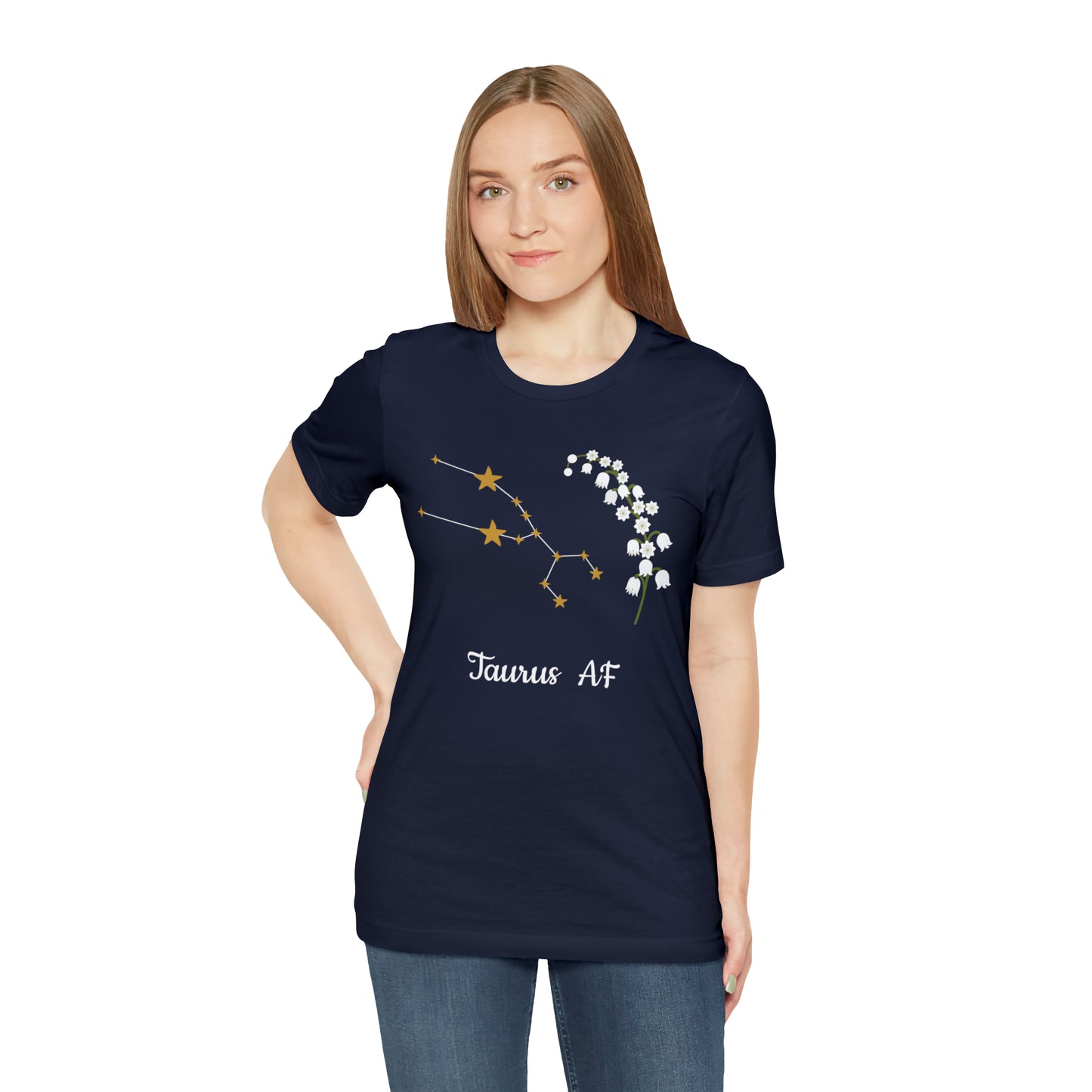 Taurus Stars & Flowers AF T-Shirt | Fun Taurus T-Shirt | Zodiac T-Shirt | Zodiac Sign Shirt | Astrology | Star Sign | Unisex Jersey Short Sleeve Tee