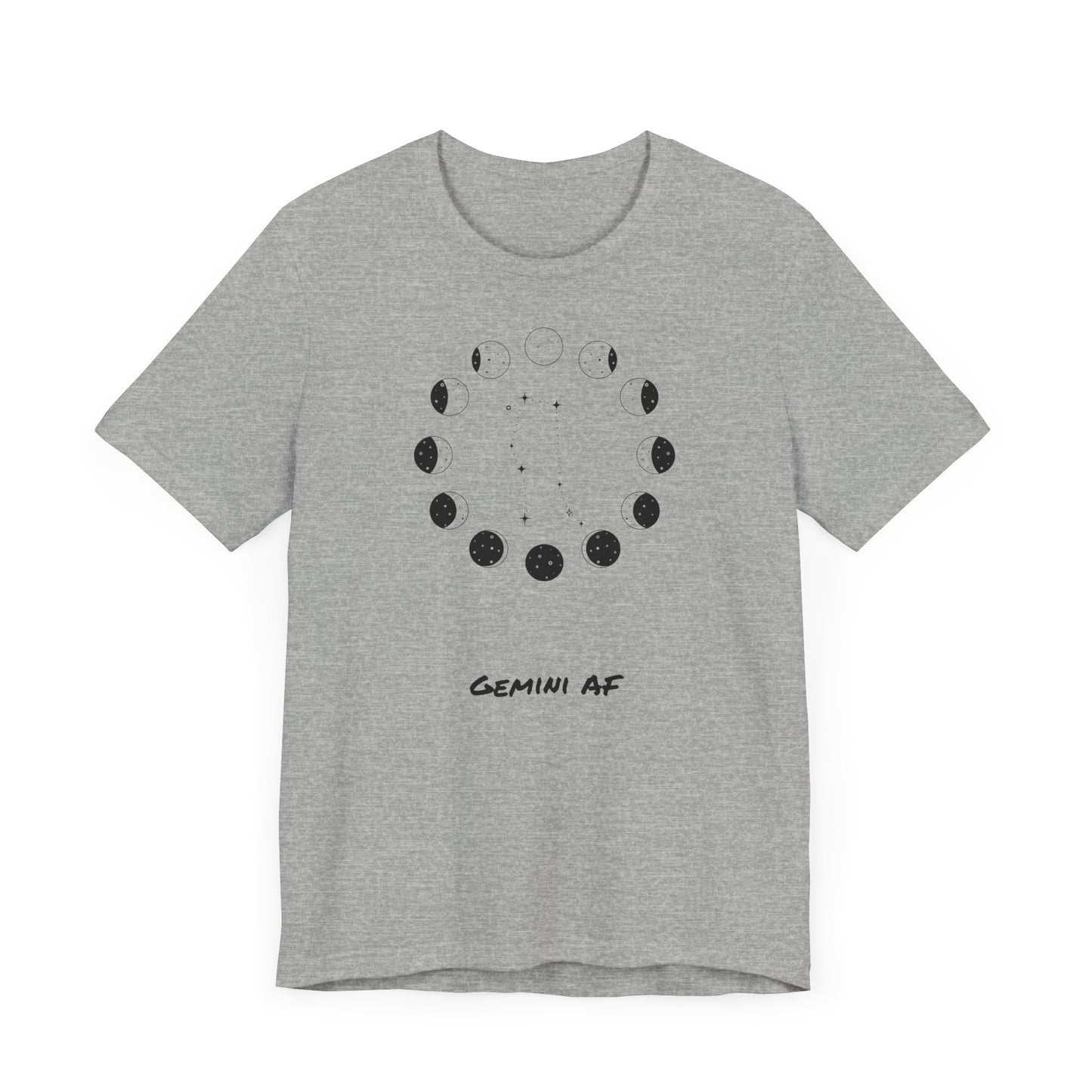 Gemini AF Moon Phase T-Shirt | Fun Gemini T-Shirt | Zodiac T-Shirt | Zodiac Sign Shirt | Astrology | Star Sign | Unisex Jersey Short Sleeve Tee