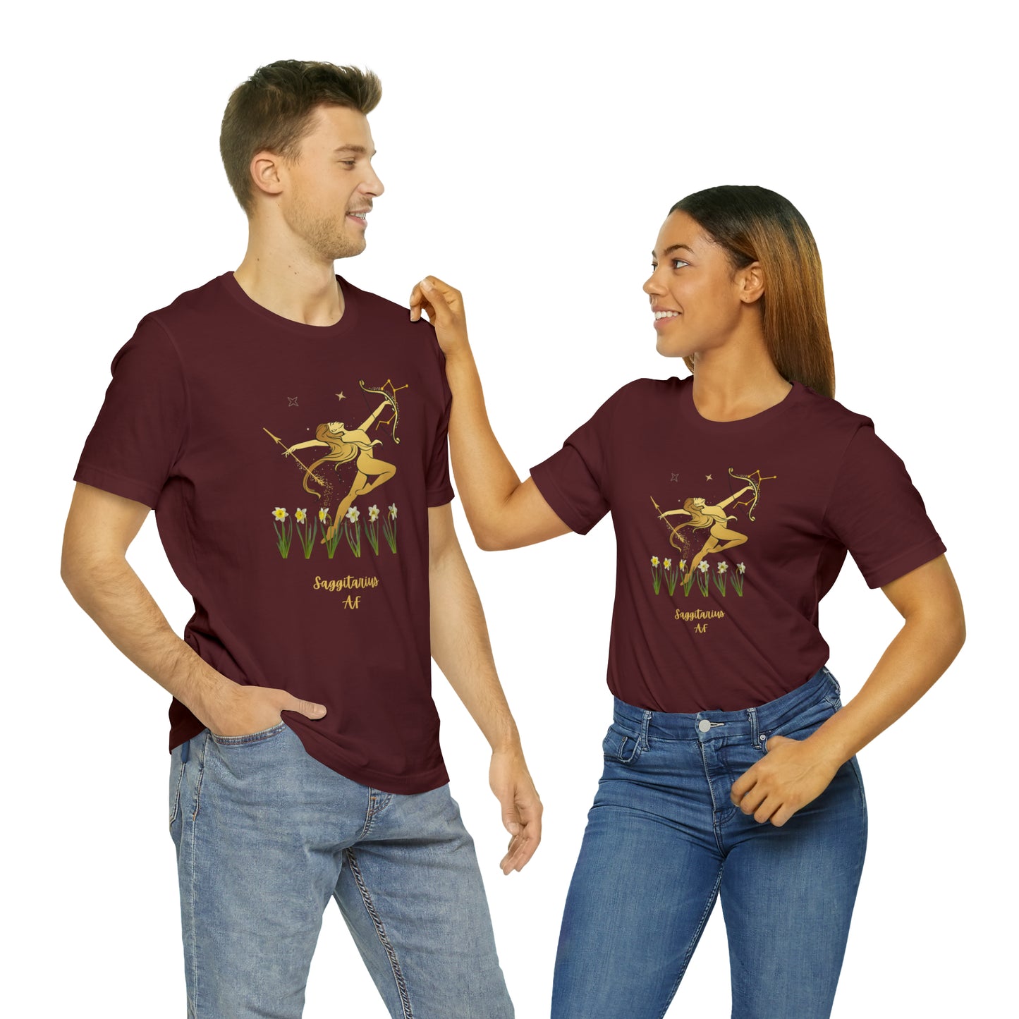 Sagittarius Nymph & Stars AF T-Shirt | Fun Sagittarius T-Shirt | Zodiac T-Shirt | Zodiac Sign Shirt | Astrology | Star Sign | Unisex Jersey Short Sleeve Tee