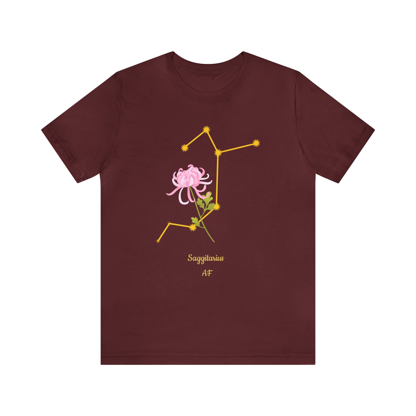Sagittarius Flower & Stars AF T-Shirt | Fun Sagittarius T-Shirt | Zodiac T-Shirt | Zodiac Sign Shirt | Astrology | Star Sign | Unisex Jersey Short Sleeve Tee