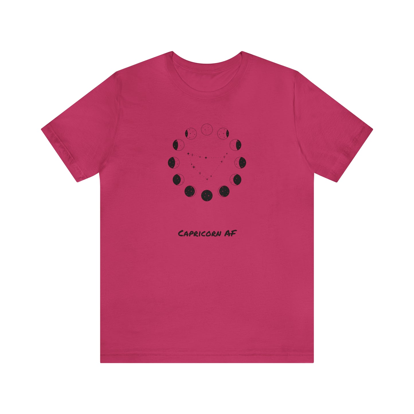 Capricorn AF Moon Phase T-Shirt | Fun Capricorn T-Shirt | Zodiac T-Shirt | Zodiac Sign Shirt | Astrology | Star Sign | Unisex Jersey Short Sleeve Tee
