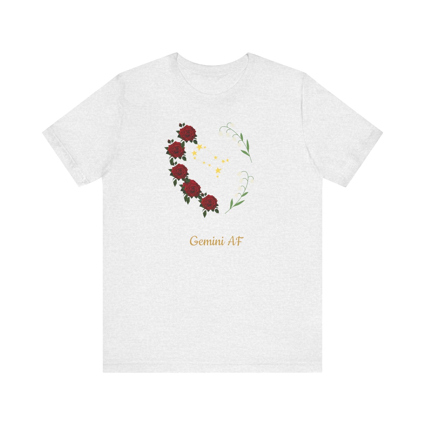 Gemini Flower Heart Symbol AF T-Shirt | Fun Gemini T-Shirt | Zodiac T-Shirt | Zodiac Sign Shirt | Astrology | Star Sign | Unisex Jersey Short Sleeve Tee