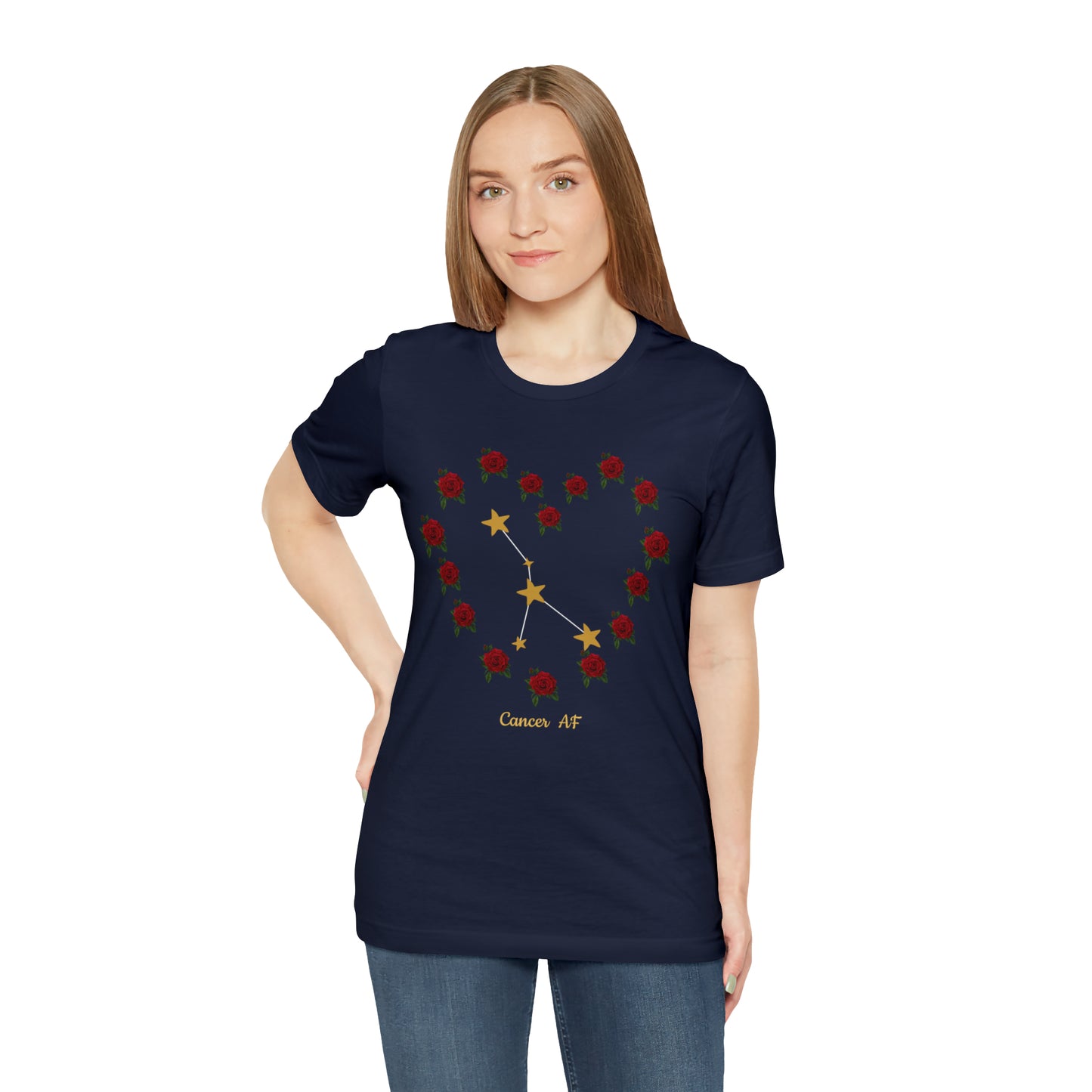 Cancer AF Rose T-Shirt | Fun Cancer T-Shirt | Zodiac T-Shirt | Zodiac Sign Shirt | Astrology | Star Sign | Unisex Jersey Short Sleeve Tee