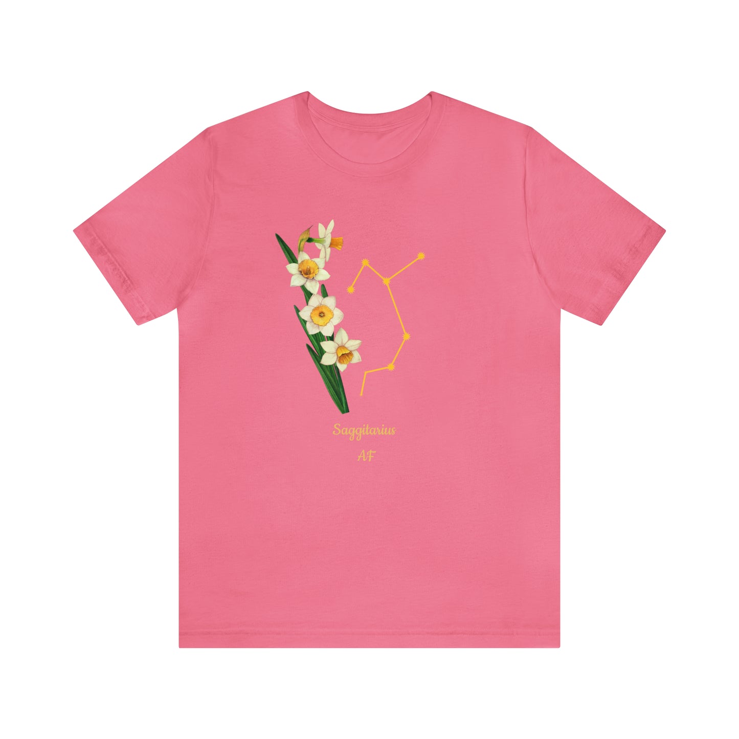 Sagittarius Daffodil Bunch & Stars AF T-Shirt | Fun Sagittarius T-Shirt | Zodiac T-Shirt | Zodiac Sign Shirt | Astrology | Star Sign | Unisex Jersey Short Sleeve Tee