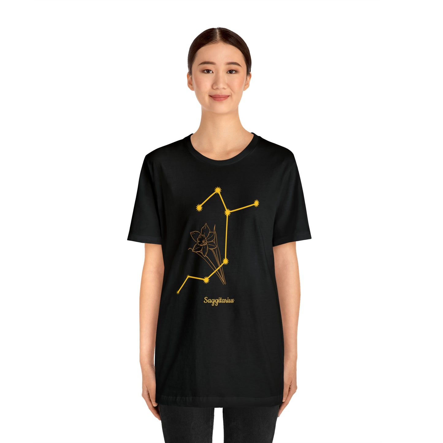 Sagittarius Daffodil & Stars AF T-Shirt | Fun Sagittarius T-Shirt | Zodiac T-Shirt | Zodiac Sign Shirt | Astrology | Star Sign | Unisex Jersey Short Sleeve Tee