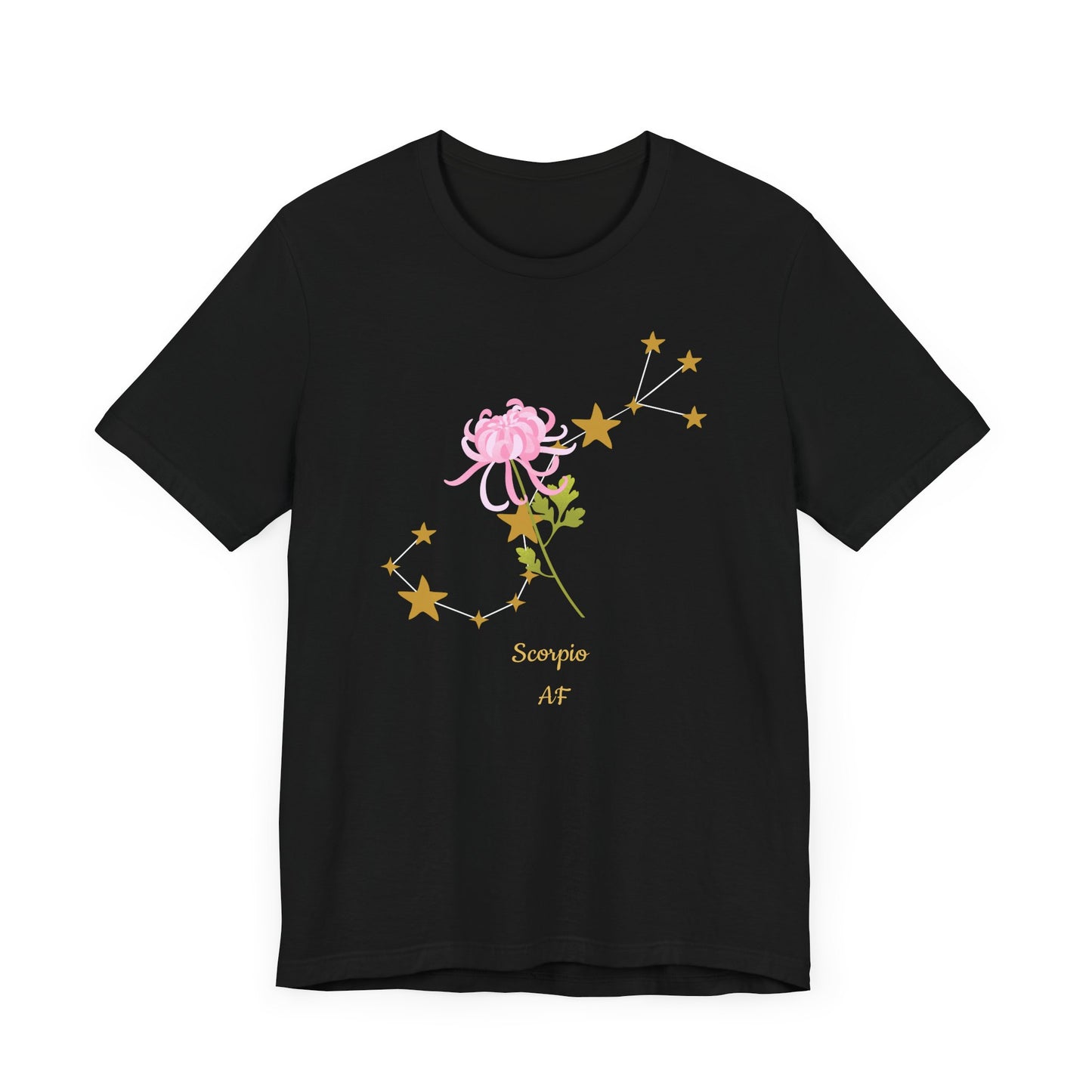 Scorpio Stars & Flower AF T-Shirt | Fun Scorpio T-Shirt | Zodiac T-Shirt | Zodiac Sign Shirt | Astrology | Star Sign | Unisex Jersey Short Sleeve Tee