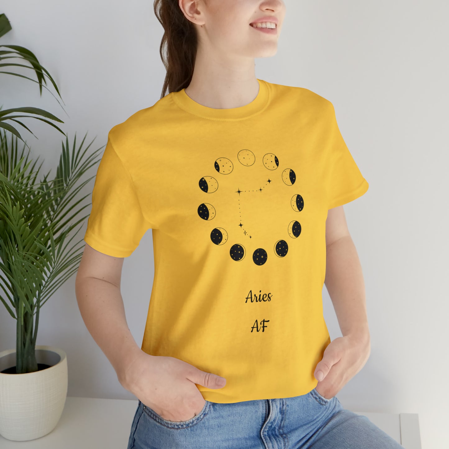 Aries Moon Cycle AF T-Shirt | Fun Aries T-Shirt | Zodiac T-Shirt | Zodiac Sign Shirt | Astrology | Star Sign | Unisex Jersey Short Sleeve Tee