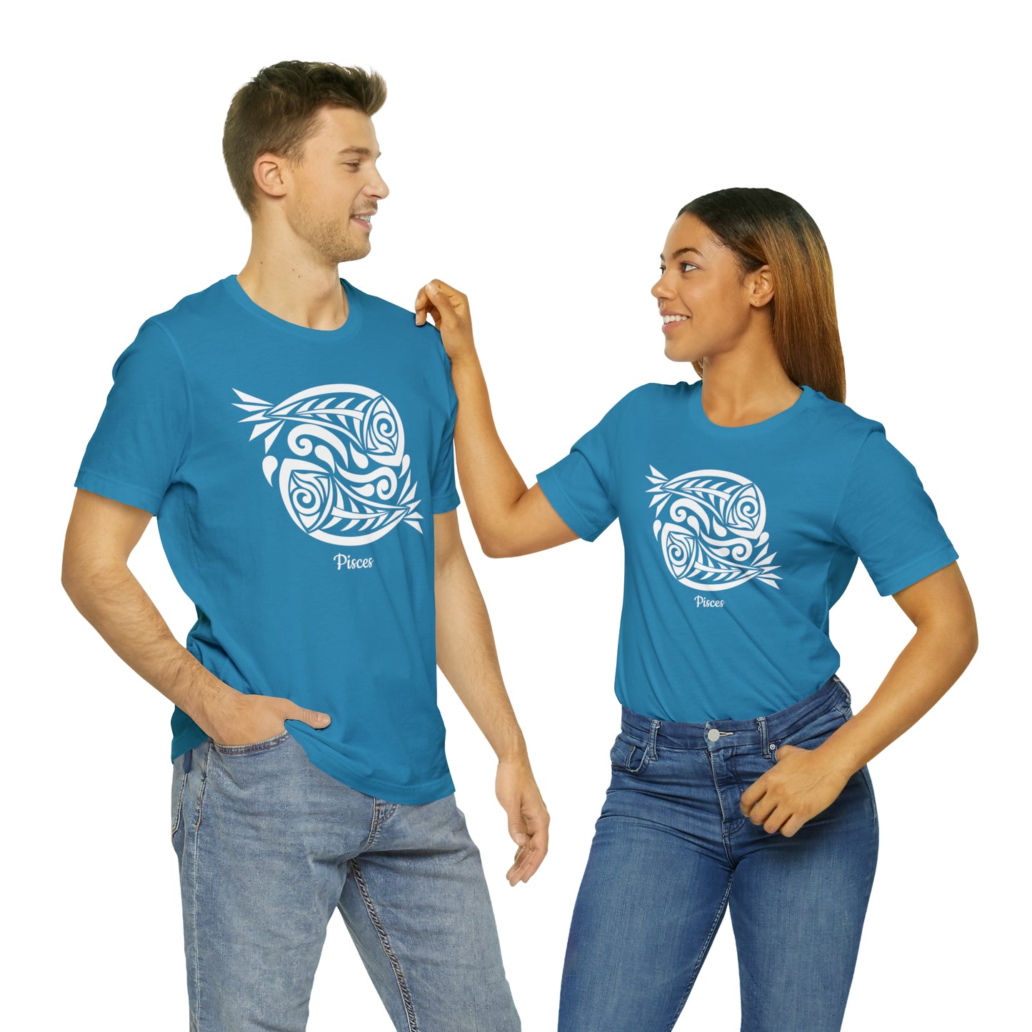 Pisces White Fish T-Shirt | Fun Pisces T-Shirt | Zodiac T-Shirt | Zodiac Sign Shirt | Astrology | Star Sign | Unisex Jersey Short Sleeve Tee