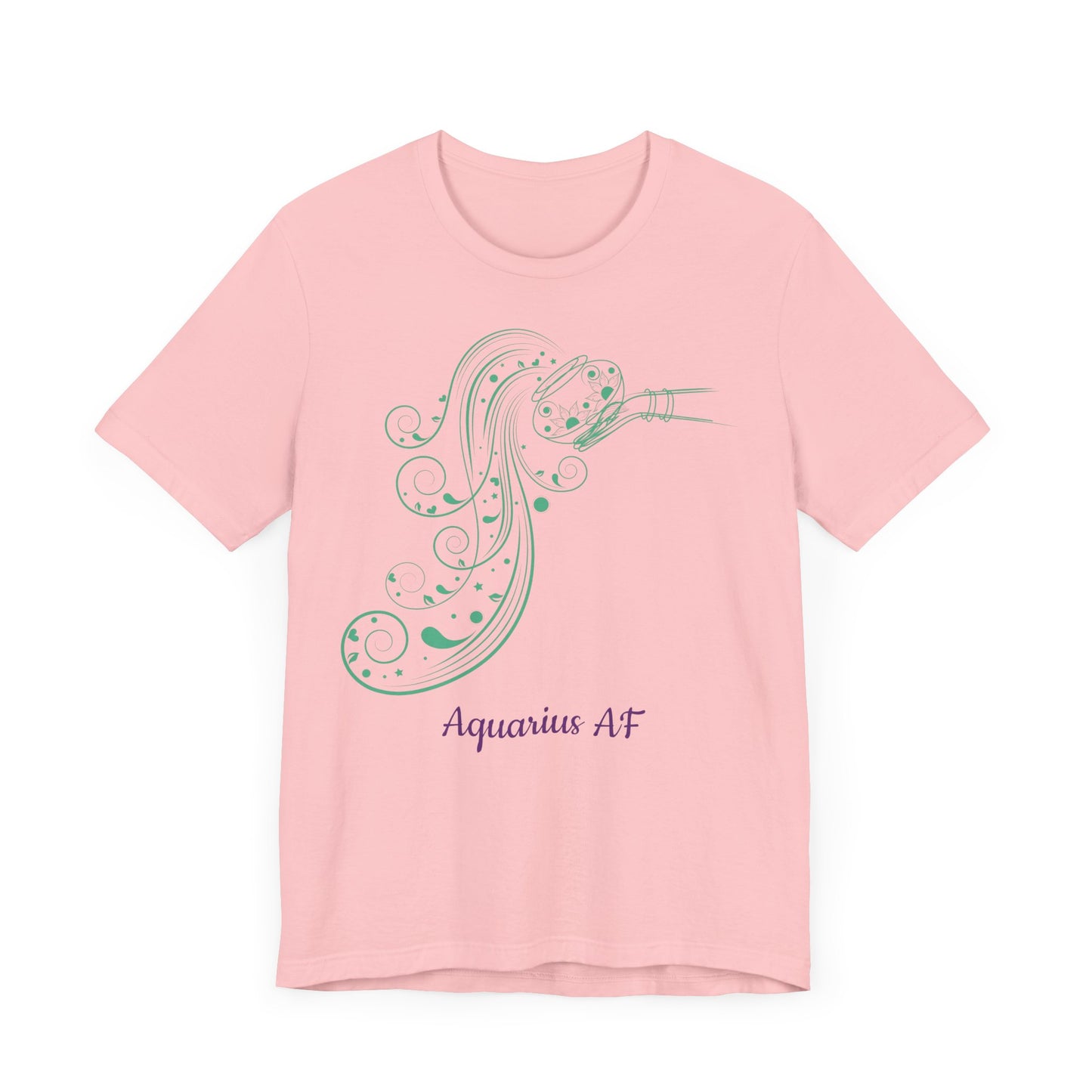 Aubergine and Green Aquarius AF T-Shirt | Fun Aquarius T-Shirt | Zodiac T-Shirt | Zodiac Sign Shirt | Astrology | Star Sign |Unisex Jersey Short Sleeve Tee