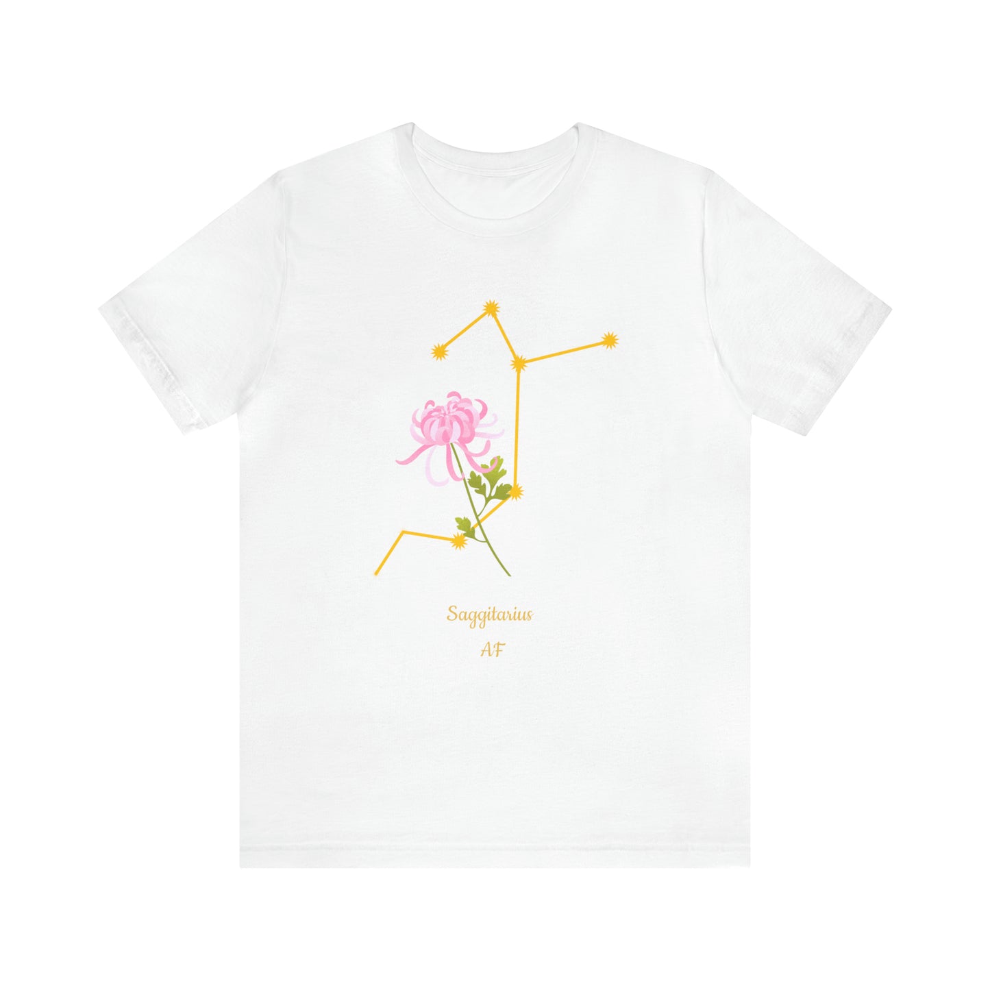 Sagittarius Flower & Stars AF T-Shirt | Fun Sagittarius T-Shirt | Zodiac T-Shirt | Zodiac Sign Shirt | Astrology | Star Sign | Unisex Jersey Short Sleeve Tee