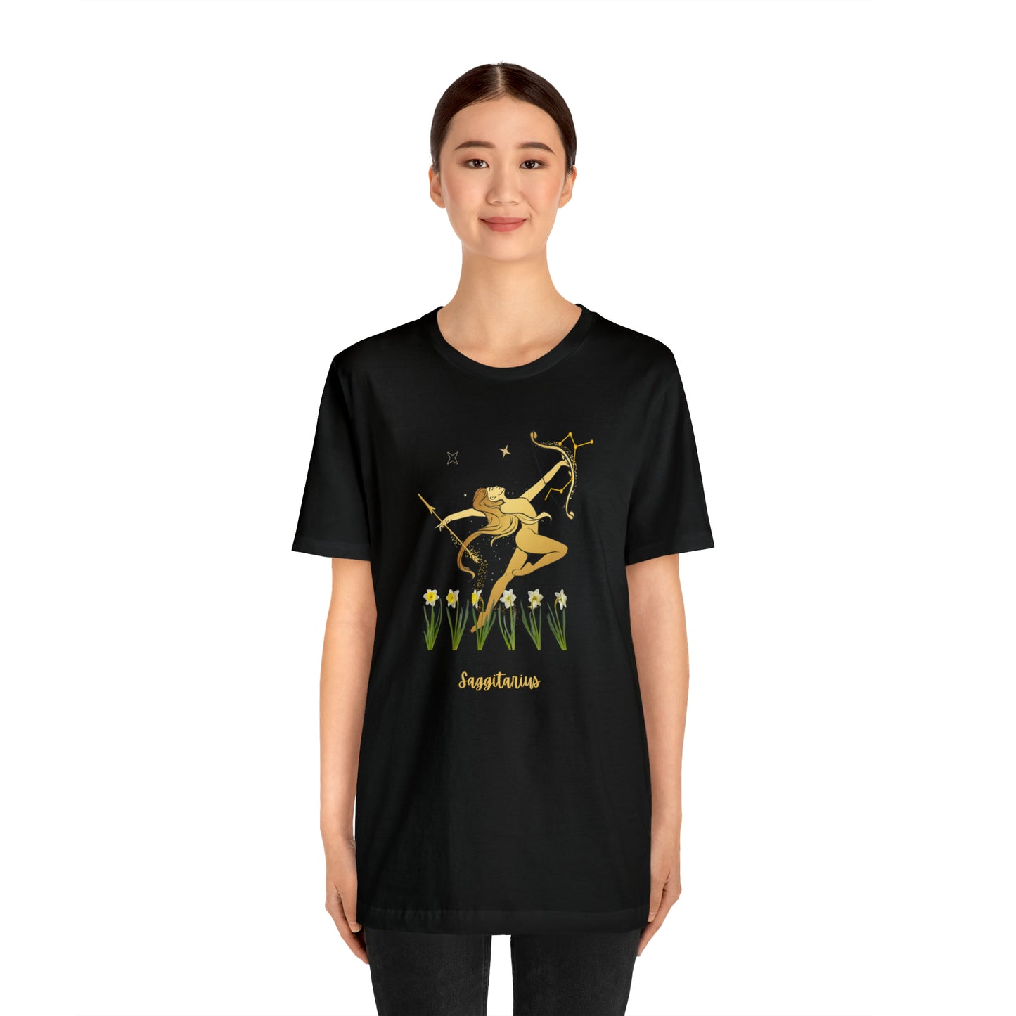 Sagittarius Nymph & Stars T-Shirt | Fun Sagittarius T-Shirt | Zodiac T-Shirt | Zodiac Sign Shirt | Astrology | Star Sign | Unisex Jersey Short Sleeve Tee
