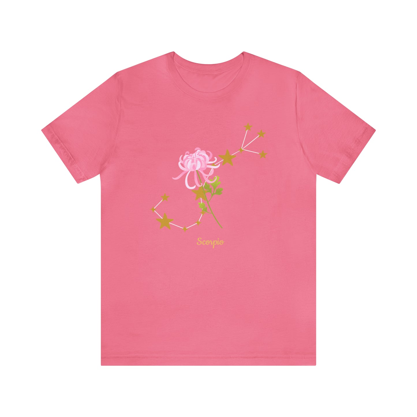 Scorpio Flower & Stars T-Shirt | Fun Scorpio T-Shirt | Zodiac T-Shirt | Zodiac Sign Shirt | Astrology | Star Sign | Unisex Jersey Short Sleeve Tee