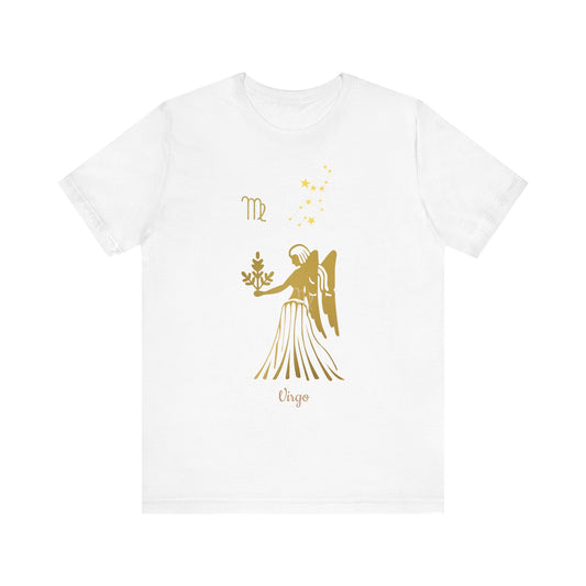 Virgo Angel T-Shirt And Stars | Fun Virgo T-Shirt | Zodiac T-Shirt | Zodiac Sign Shirt | Astrology | Star Sign | Unisex Jersey Short Sleeve Tee