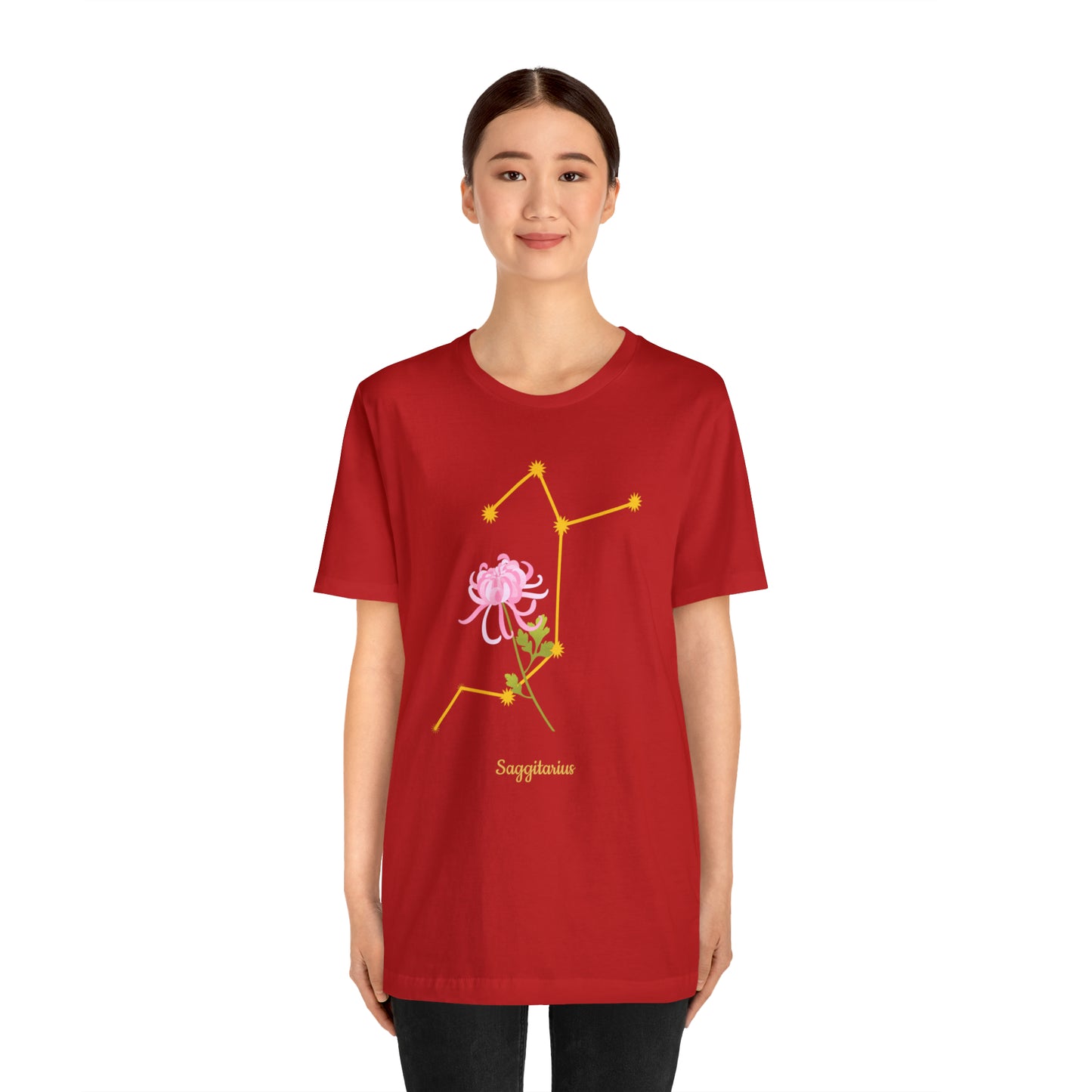 Sagittarius Flower & Stars T-Shirt | Fun Sagittarius T-Shirt | Zodiac T-Shirt | Zodiac Sign Shirt | Astrology | Star Sign | Unisex Jersey Short Sleeve Tee
